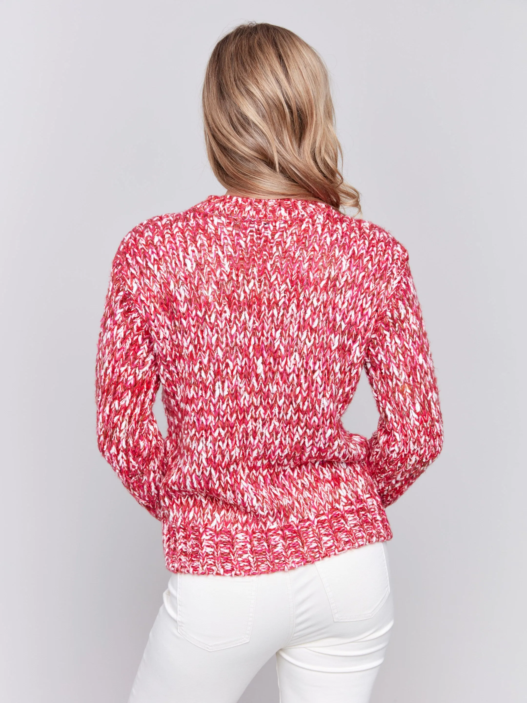 Space Dye Crew Neck Sweater - Magenta sold by Charlie B product image thumbnail 3