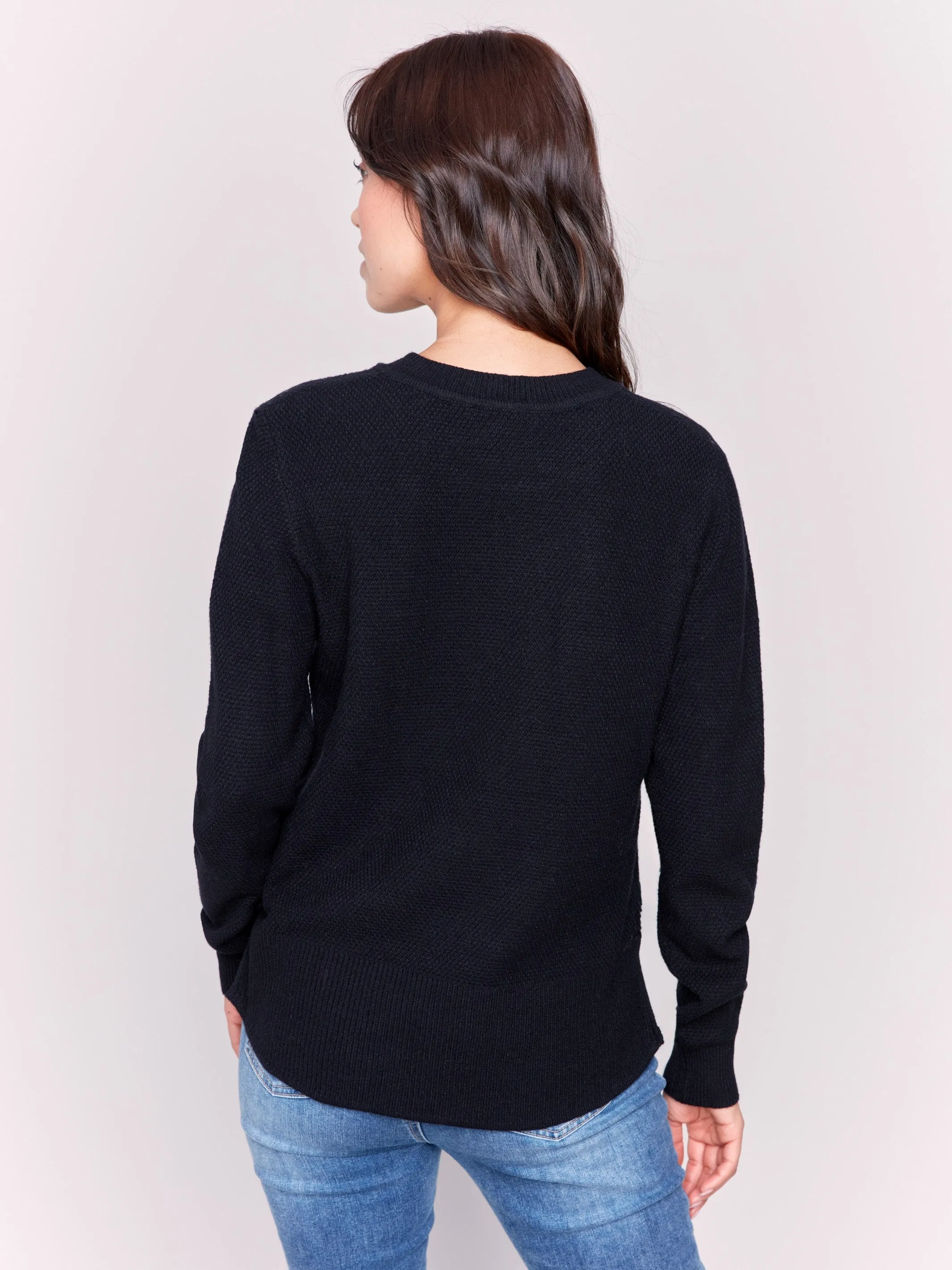 Sweater With Side Tab Detail - Black sold by Charlie B product image thumbnail 3