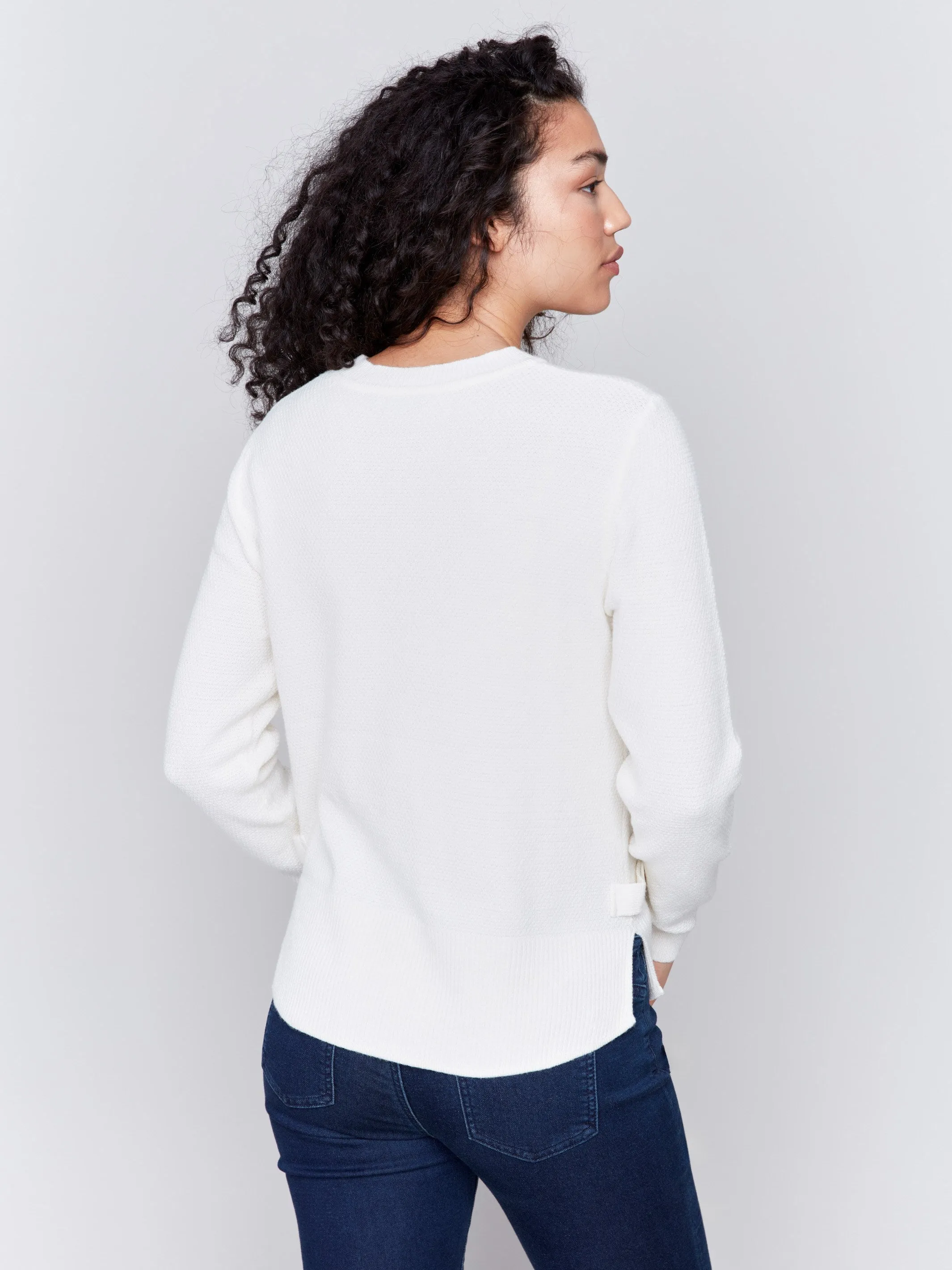 Sweater with Side Tab Detail - Ecru sold by Charlie B product image thumbnail 4