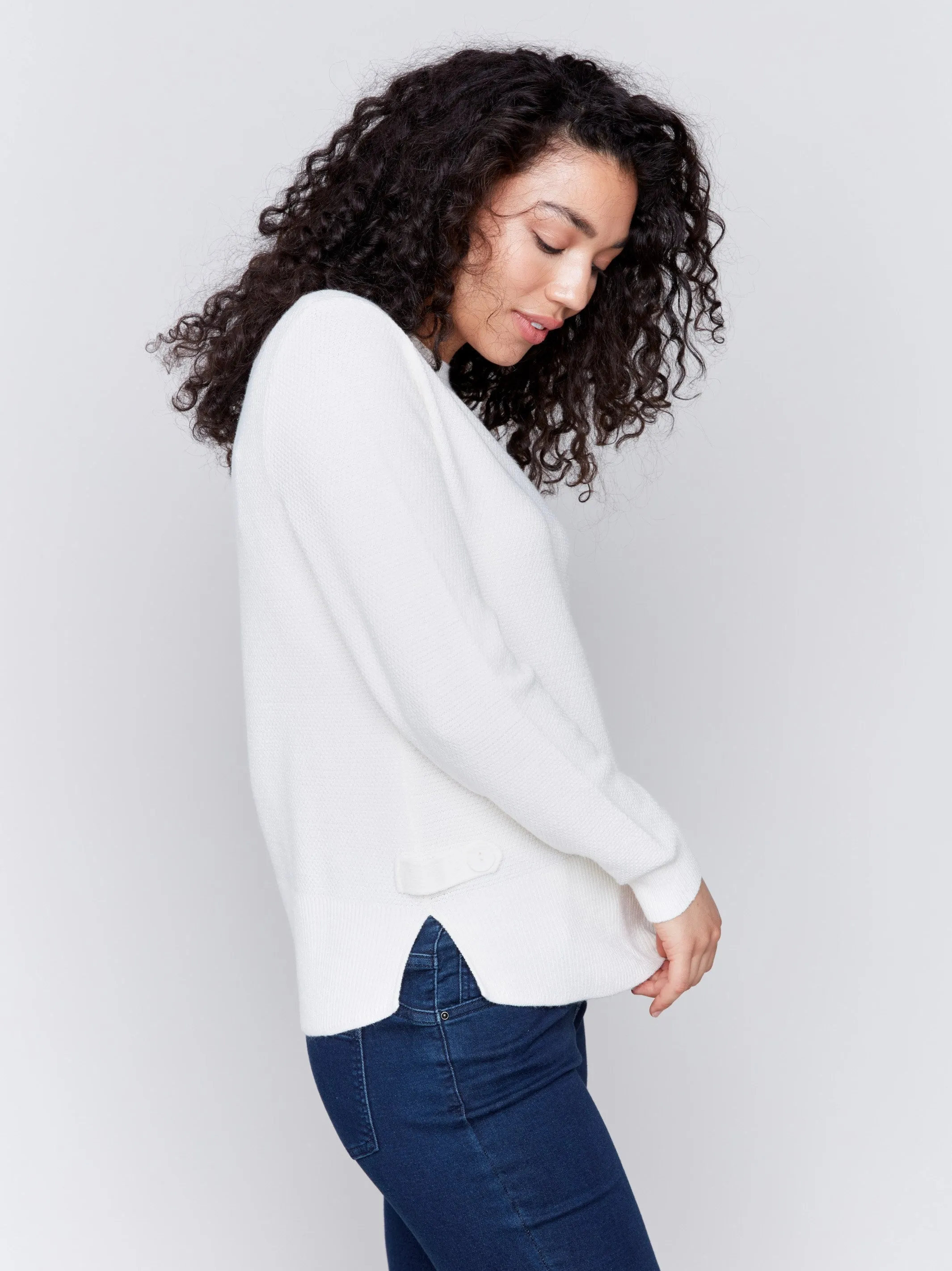 Sweater with Side Tab Detail - Ecru sold by Charlie B product image thumbnail 2