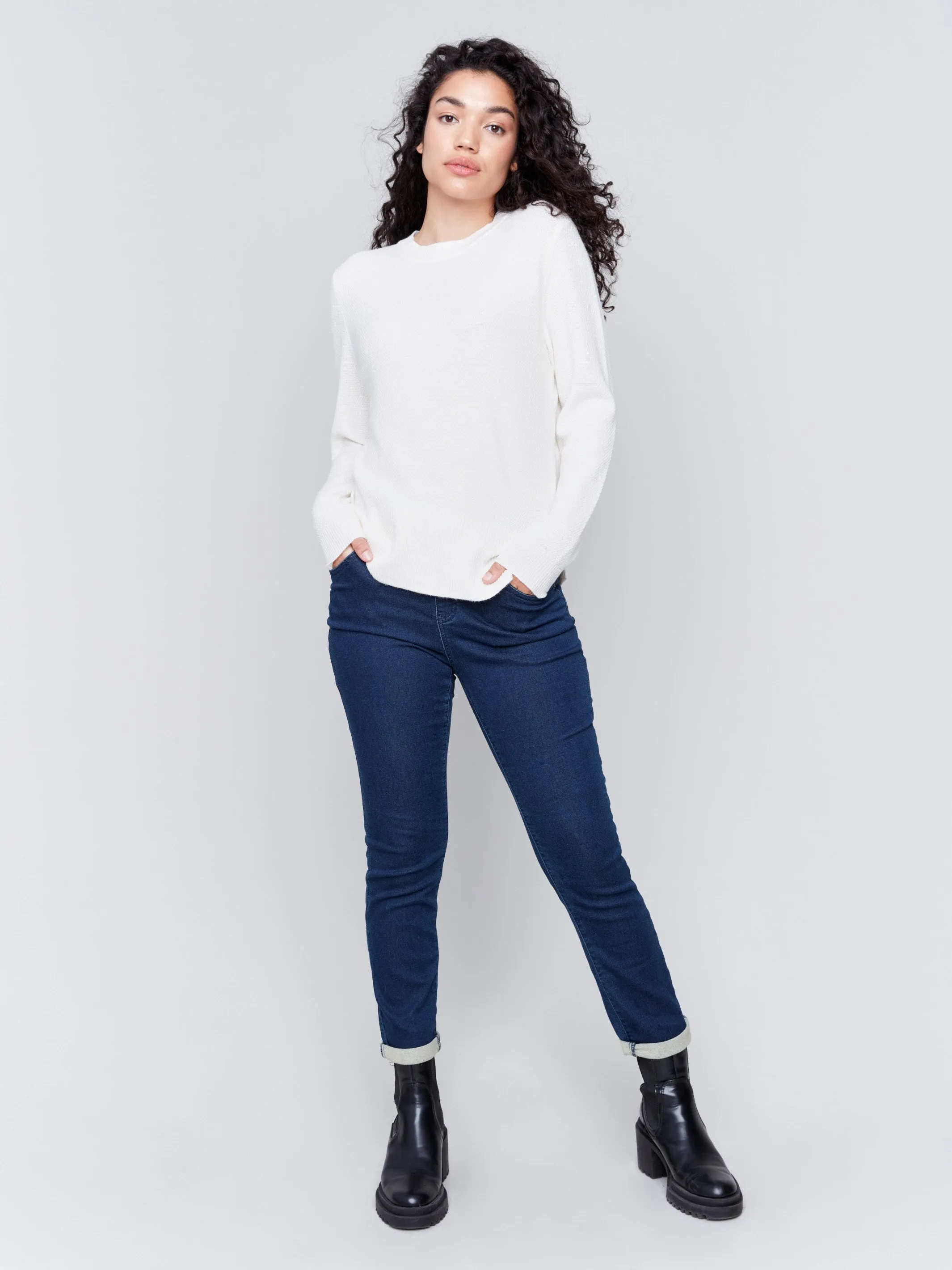 Sweater with Side Tab Detail - Ecru sold by Charlie B product image thumbnail 3