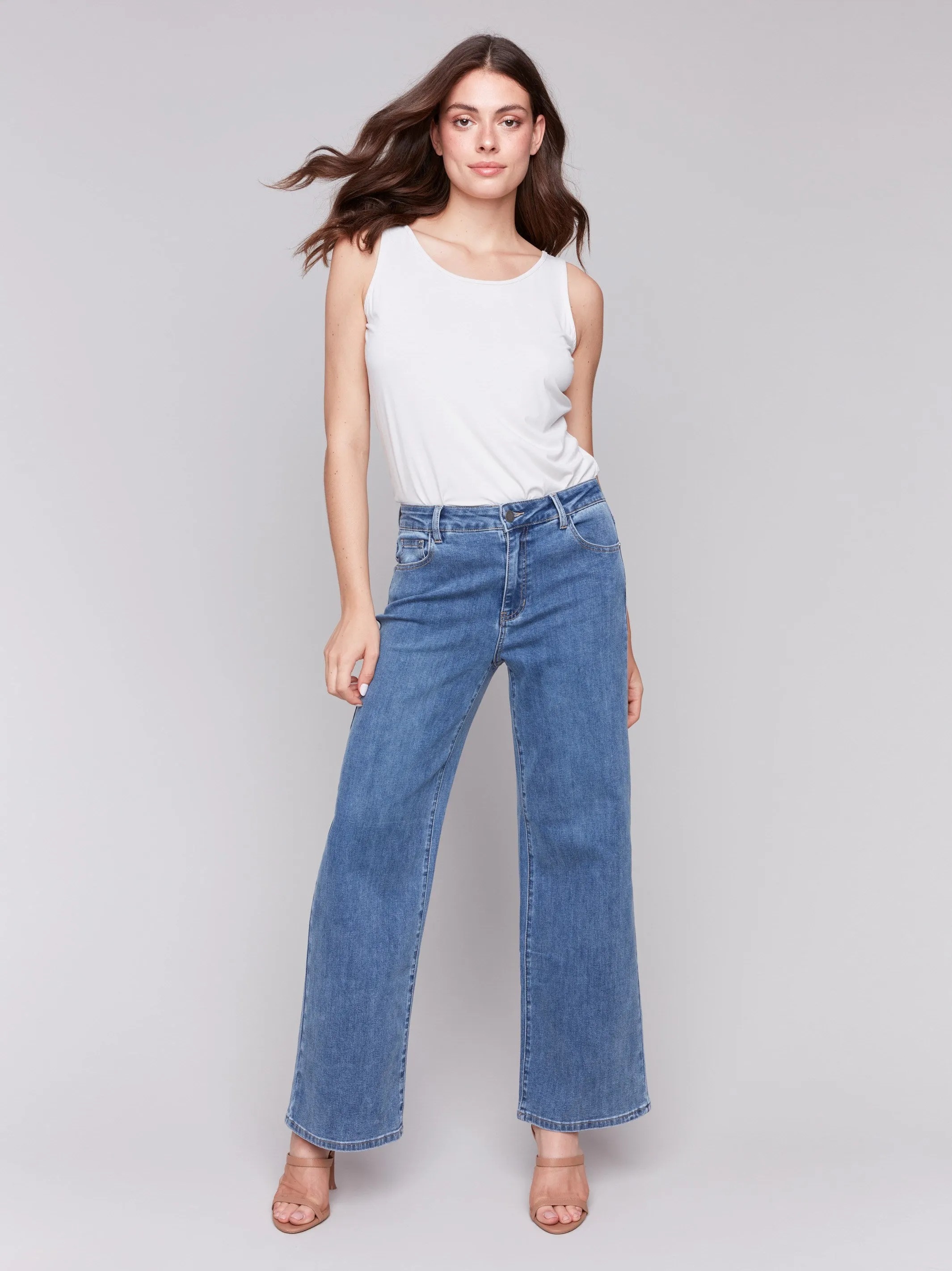 Chloe Wide Leg Jeans - Medium Blue sold by Charlie B product image thumbnail 5
