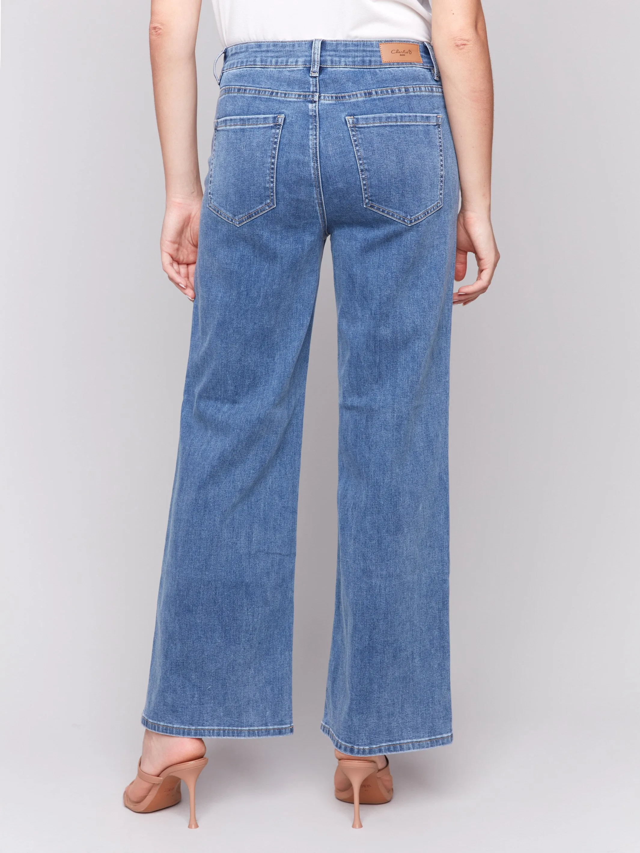 Chloe Wide Leg Jeans - Medium Blue sold by Charlie B product image thumbnail 4