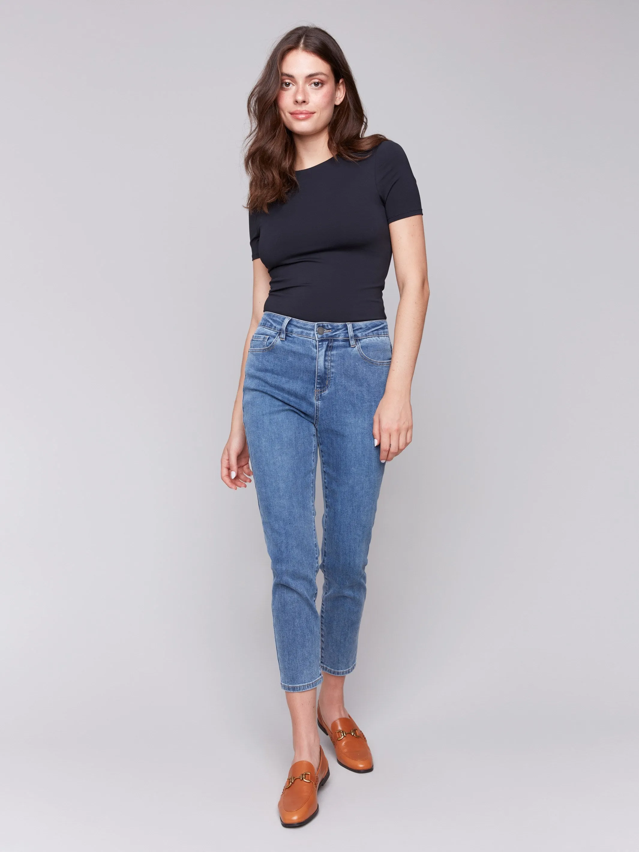 Claudia Slim Leg Jeans - Medium Blue sold by Charlie B