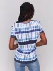 Printed Linen Blend V-Neck T-Shirt - Riviera sold by Charlie B