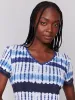 Printed Linen Blend V-Neck T-Shirt - Riviera sold by Charlie B