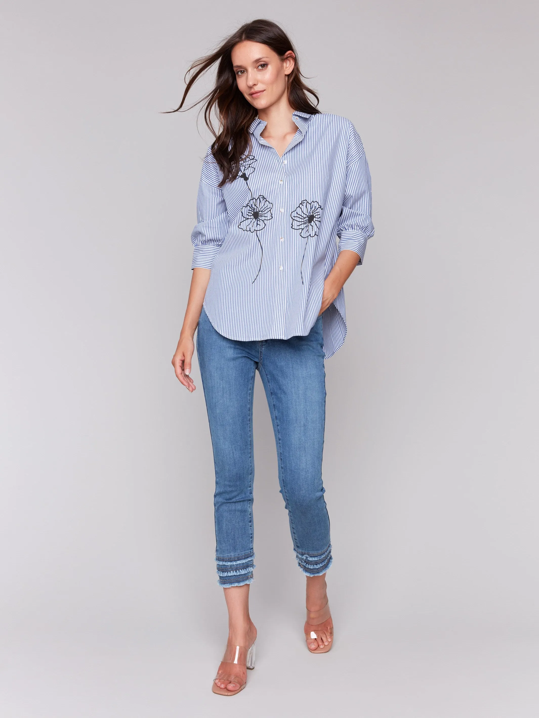 Striped Front Tie Blouse - Stripes sold by Charlie B product image thumbnail 3