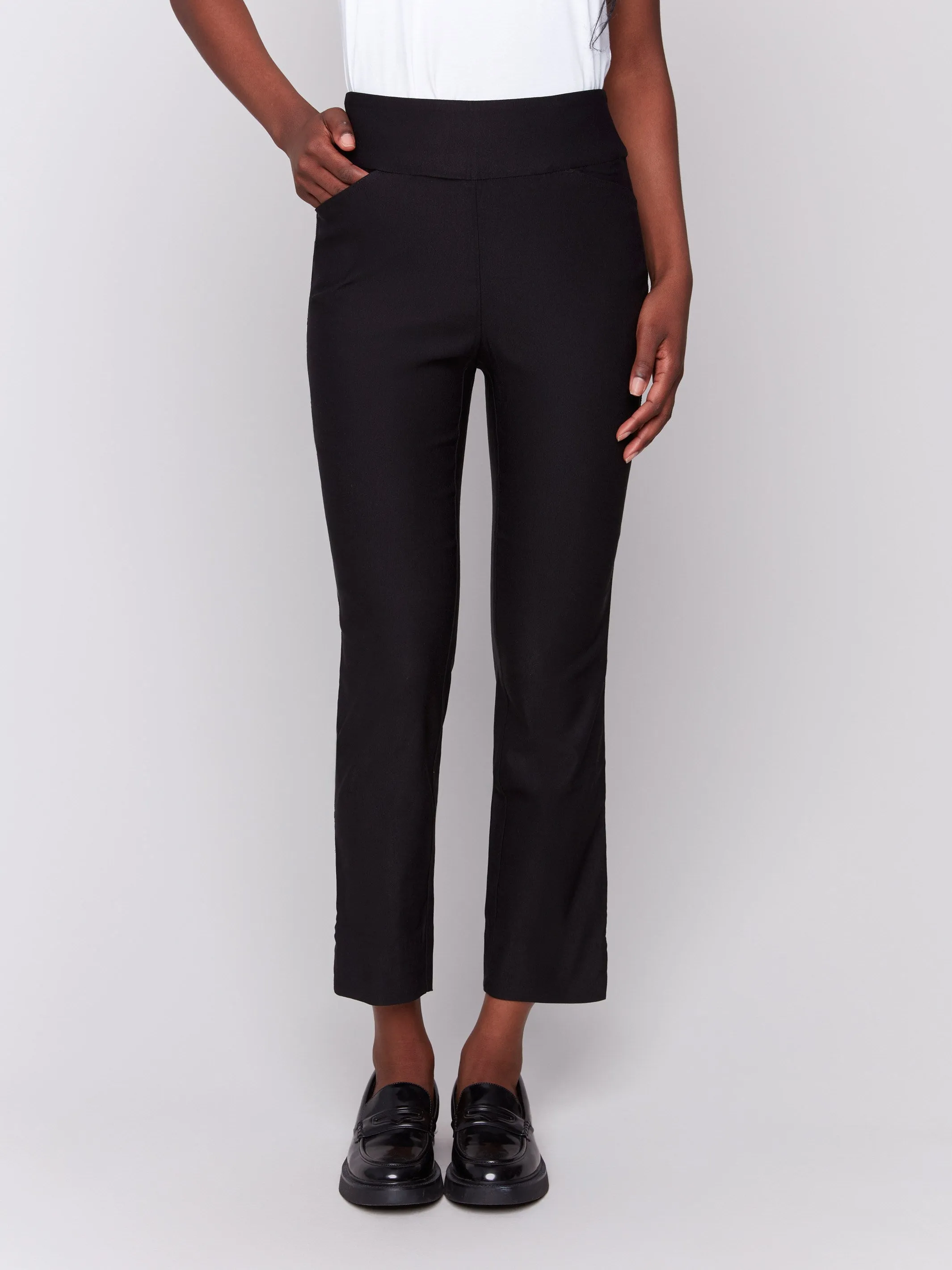 Capri Pants With Hem Slit - Black sold by Charlie B product image thumbnail 2