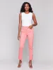 Frayed Hem Twill Pants - Watermelon sold by Charlie B