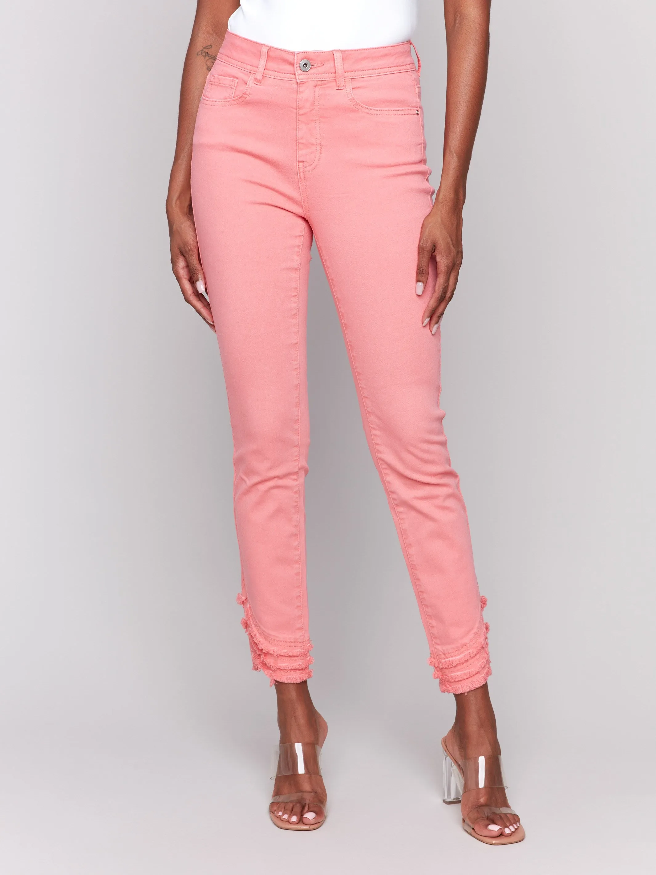 Frayed Hem Twill Pants - Watermelon sold by Charlie B product image thumbnail 2