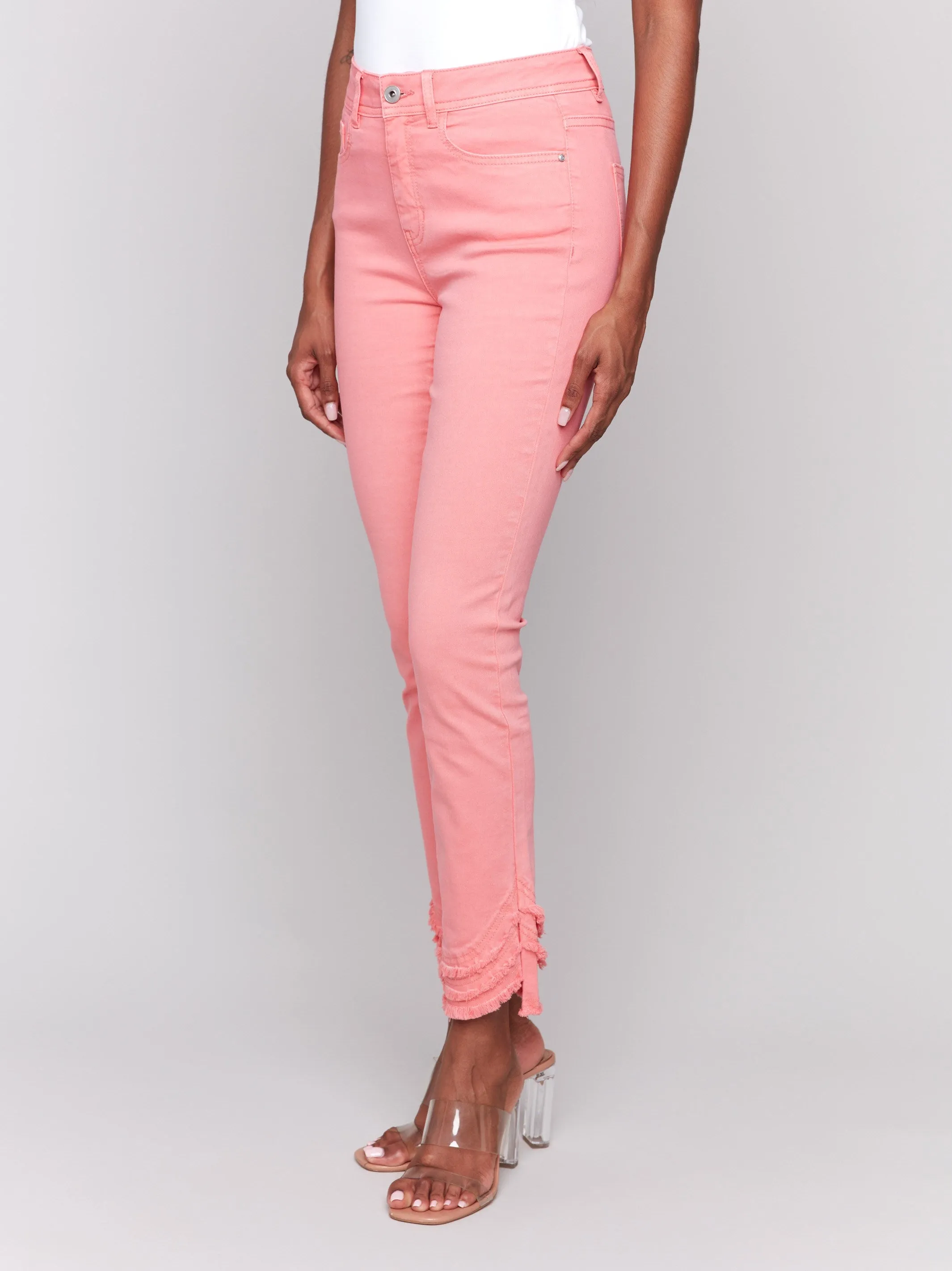 Frayed Hem Twill Pants - Watermelon sold by Charlie B product image thumbnail 3