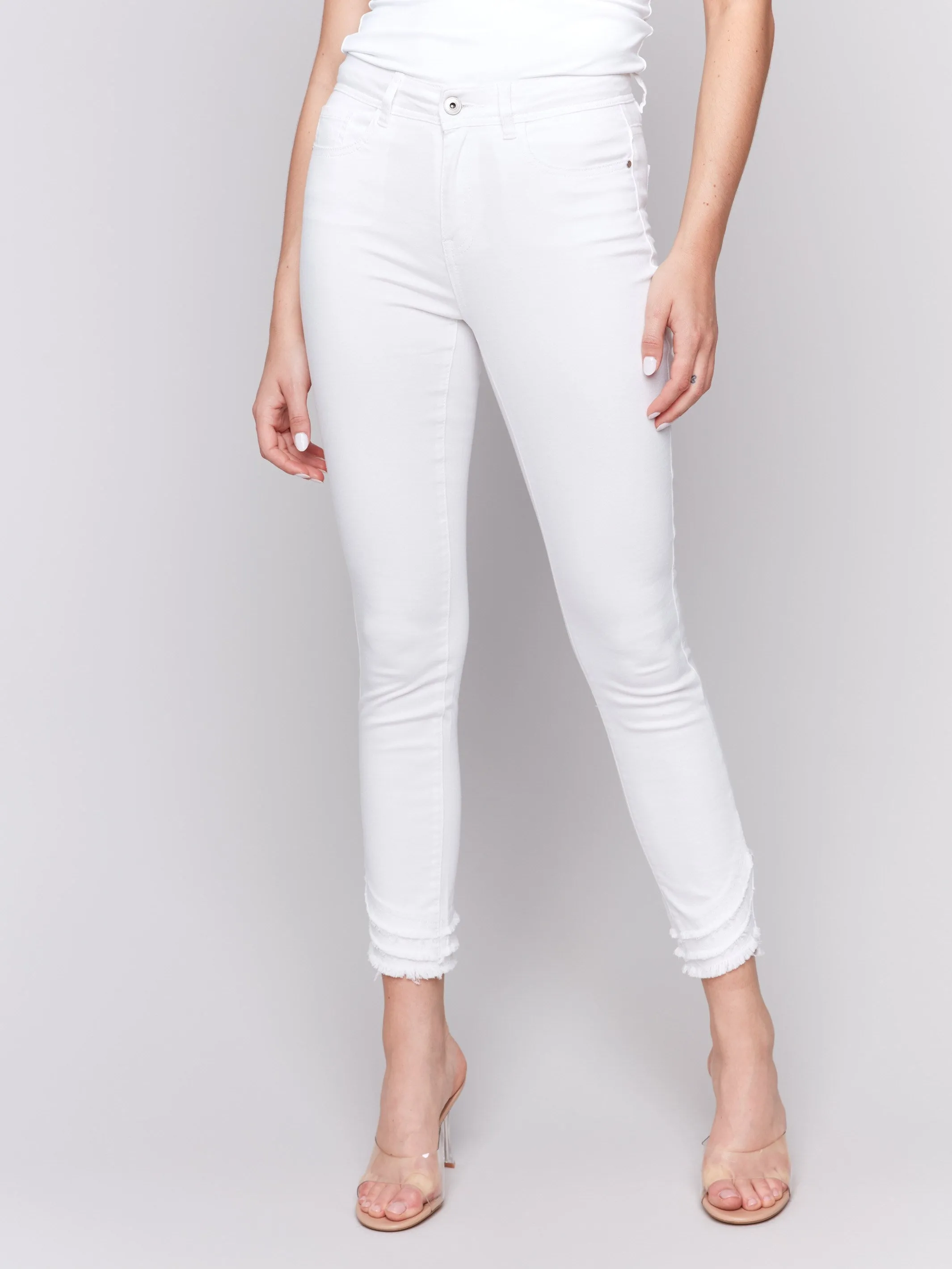 Frayed Hem Twill Pants - White sold by Charlie B product image thumbnail 5