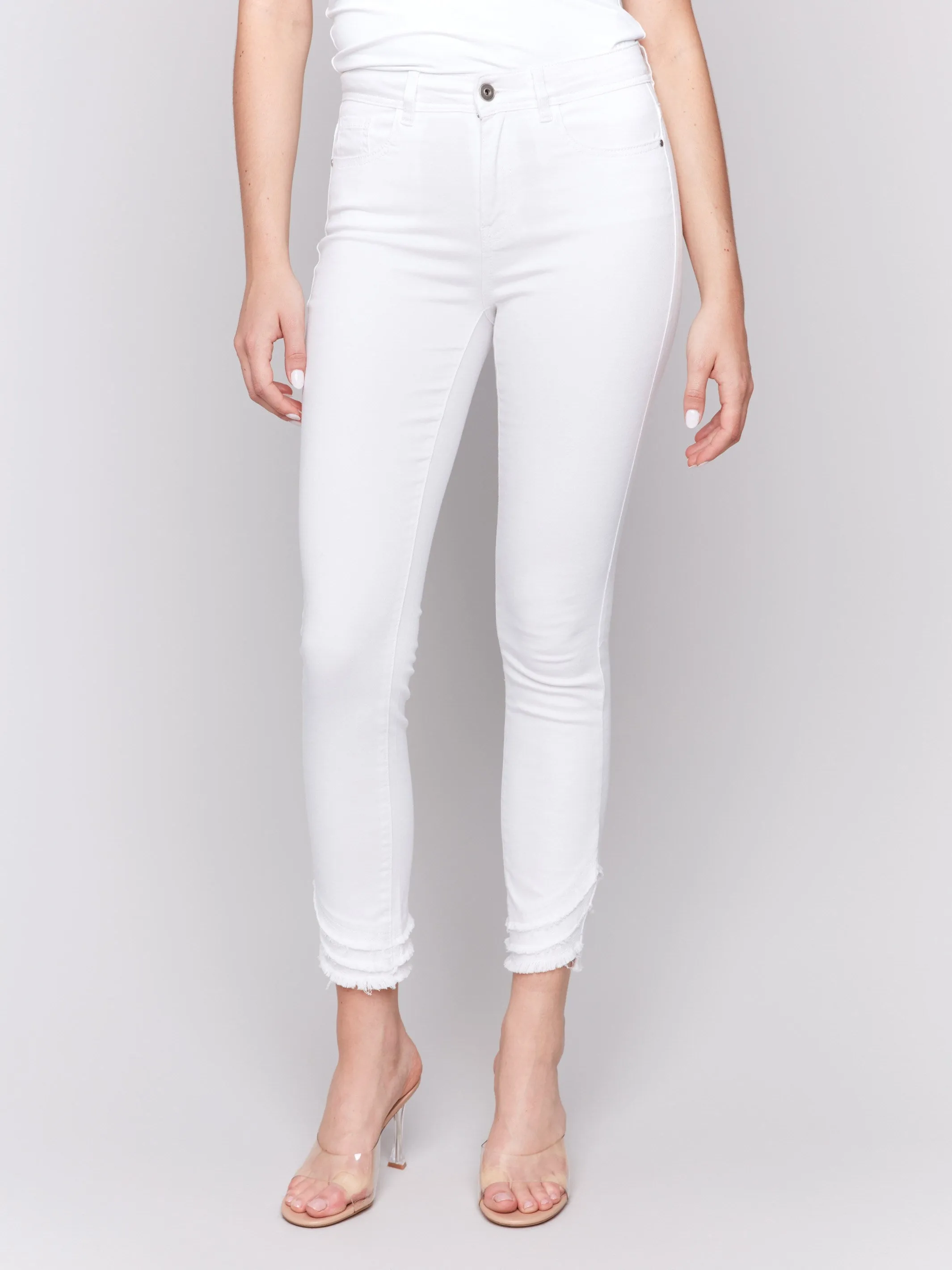 Frayed Hem Twill Pants - White sold by Charlie B product image thumbnail 2