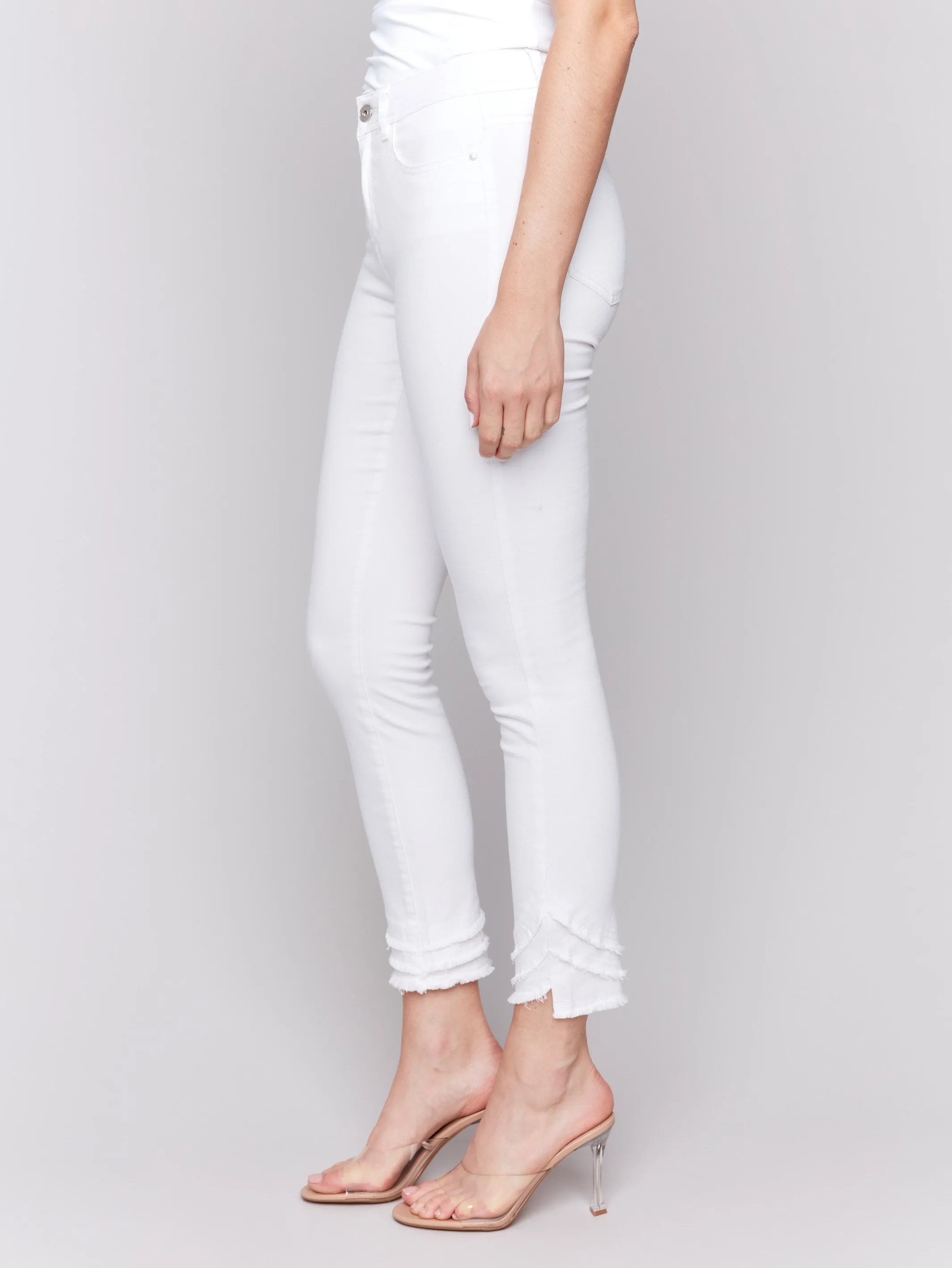 Frayed Hem Twill Pants - White sold by Charlie B product image thumbnail 3