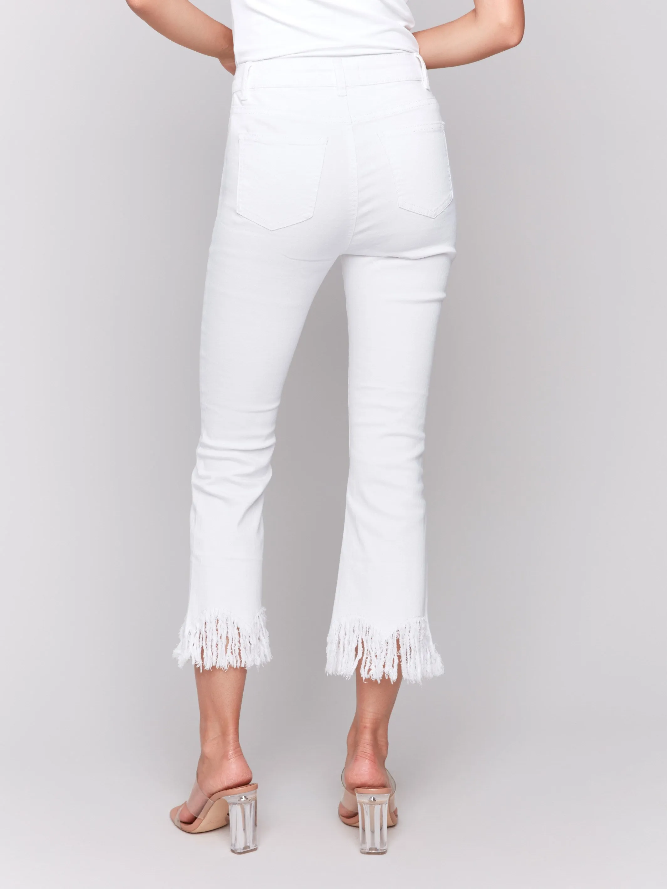 Cropped Jeans With Fringed Hem - White sold by Charlie B product image thumbnail 4