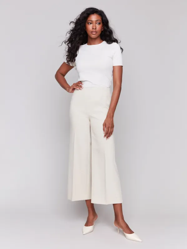 Cropped Wide Leg Pants - Beige sold by Charlie B
