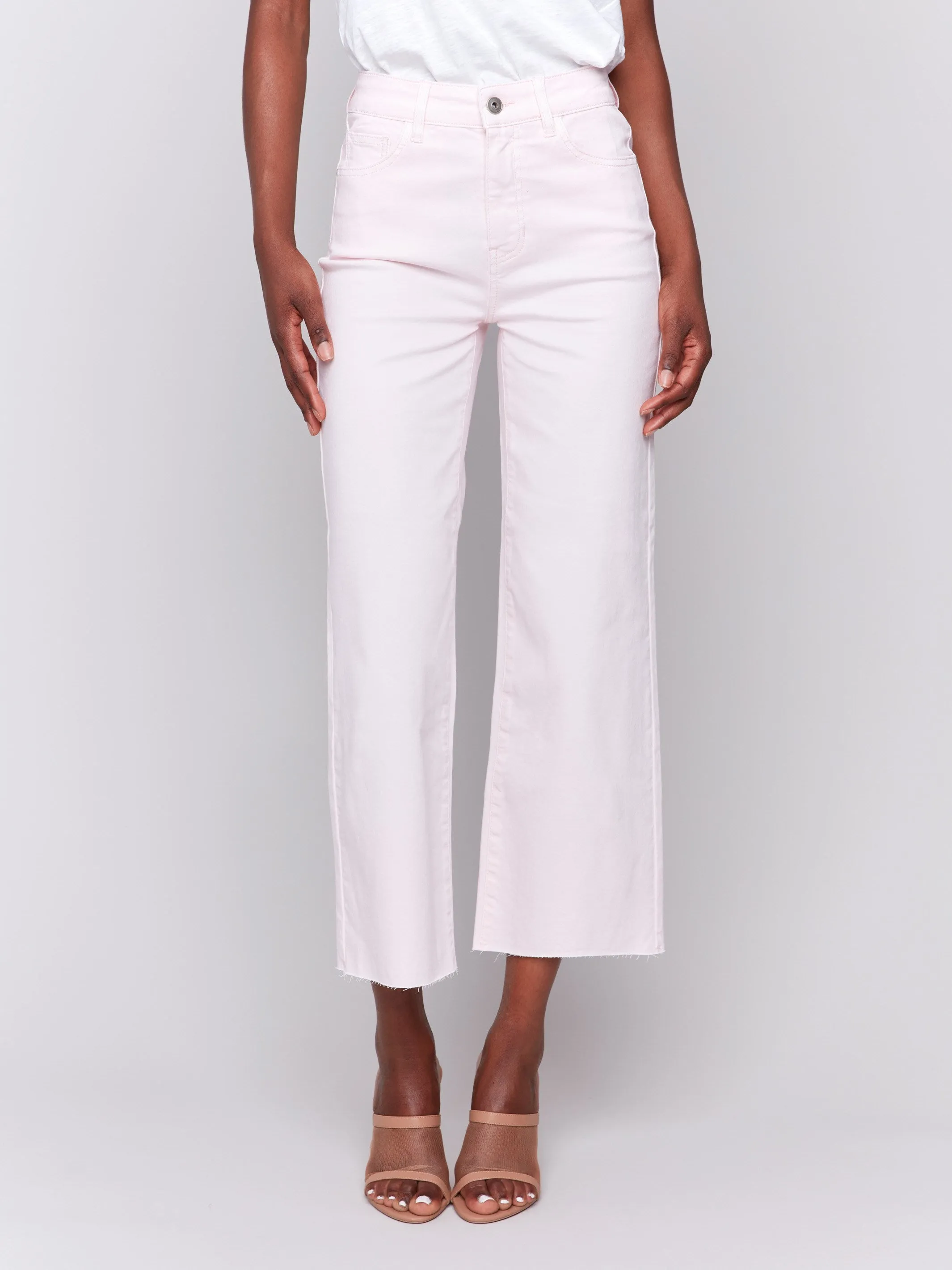 Wide Leg Twill Pants With Raw Edge - Petal sold by Charlie B product image thumbnail 2