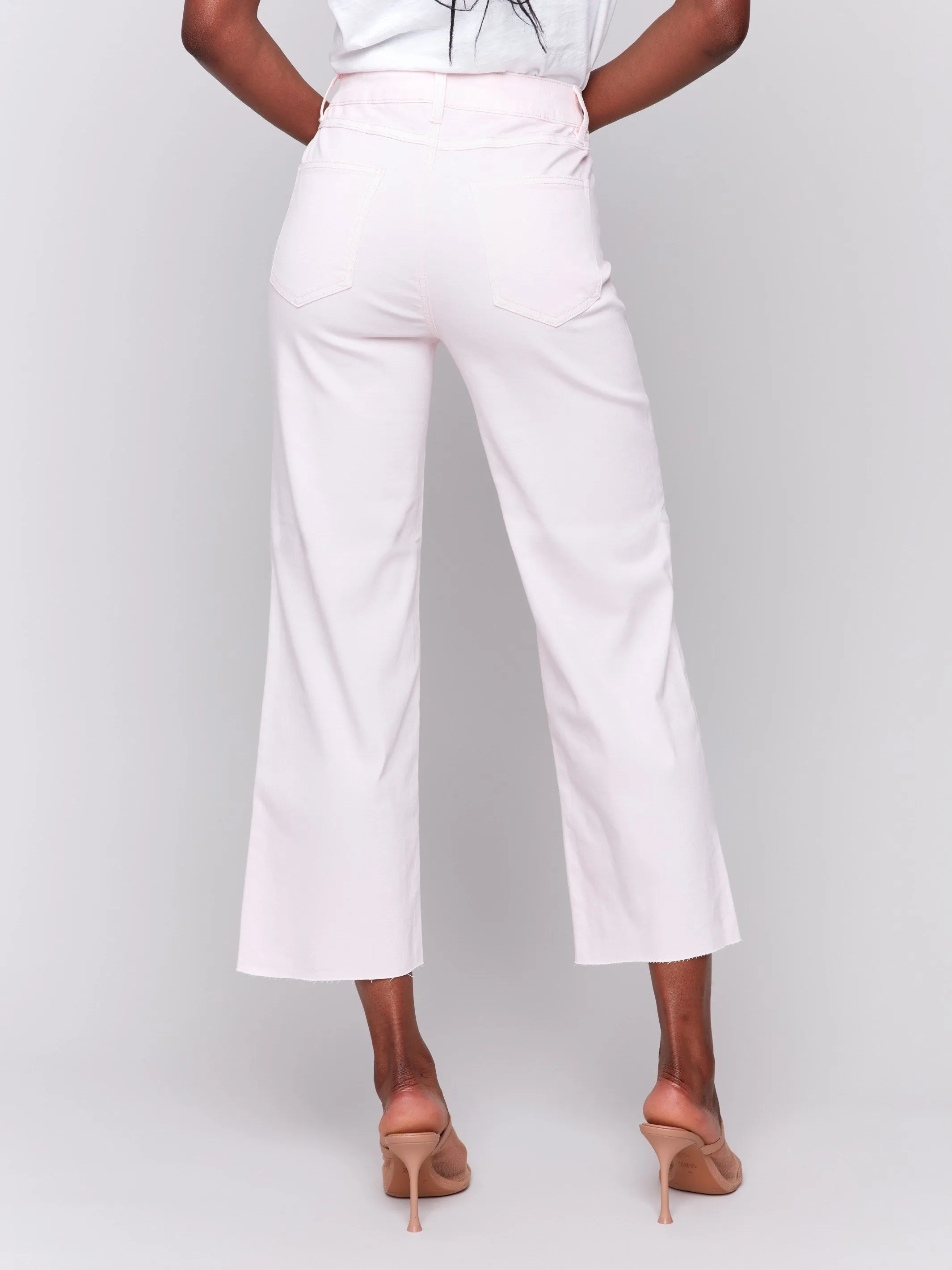 Wide Leg Twill Pants With Raw Edge - Petal sold by Charlie B product image thumbnail 4