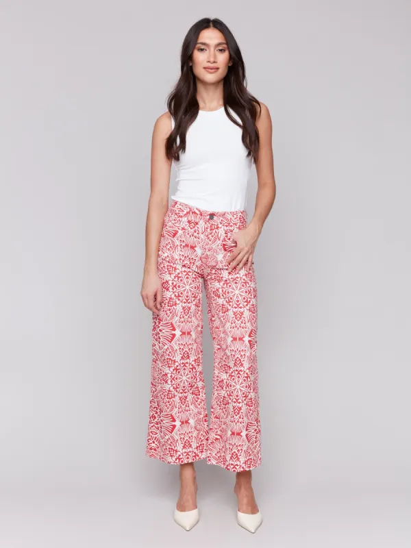 Printed Cotton Flare Pants - Fiesta sold by Charlie B