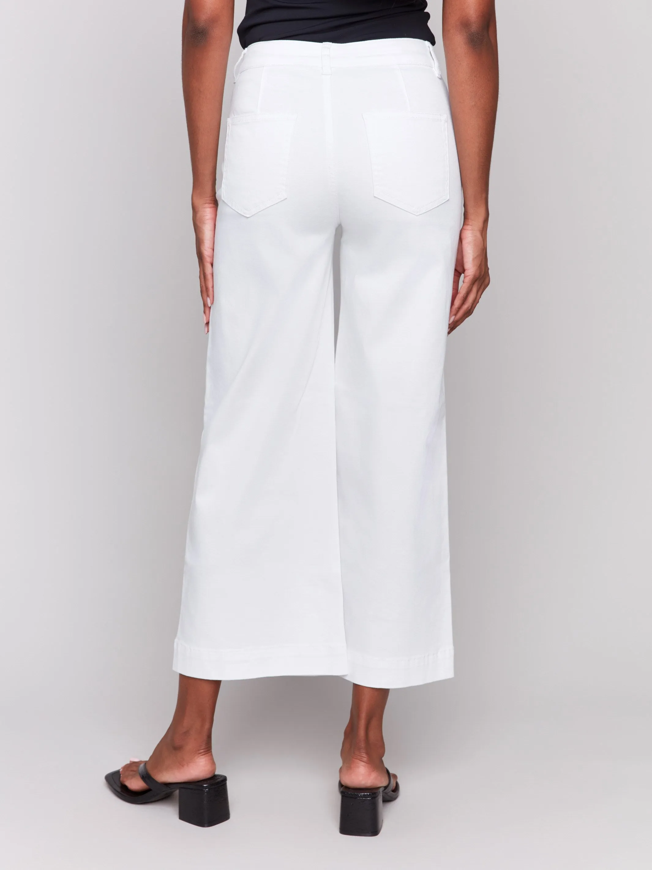 Patch Pocket Flare Twill Pants - White sold by Charlie B product image thumbnail 5