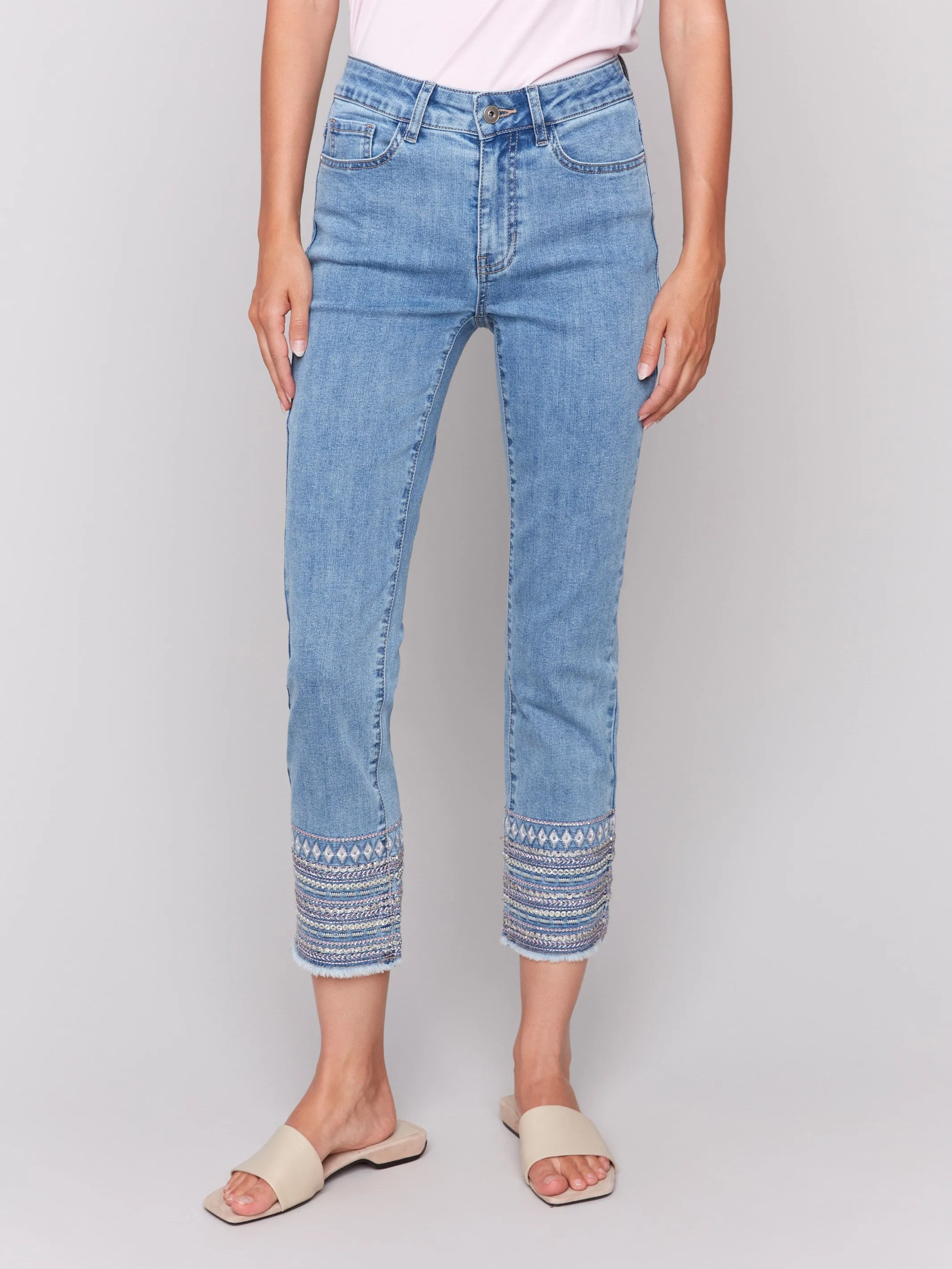 Embroidered Hem Jeans - Light Blue sold by Charlie B product image thumbnail 2
