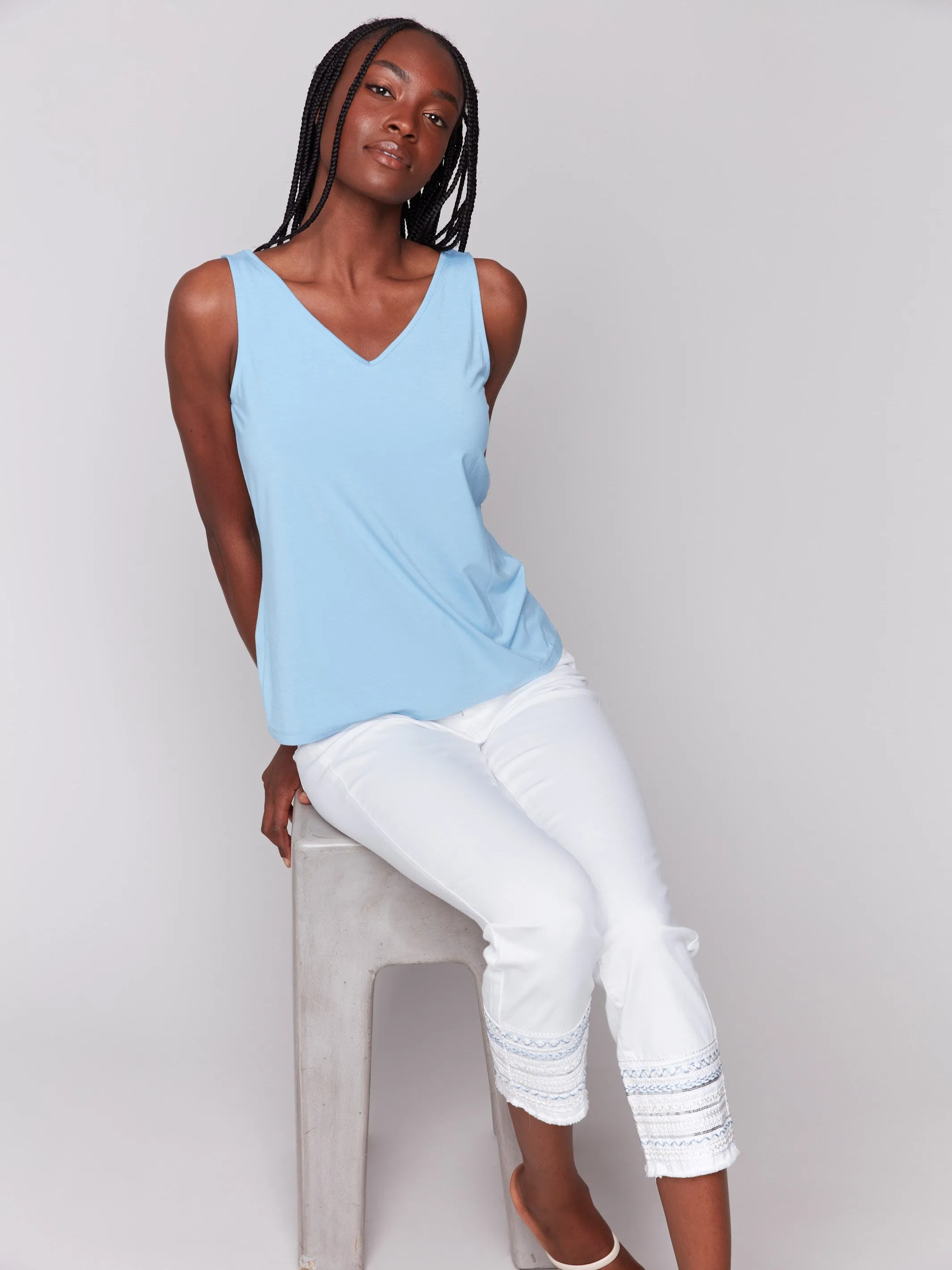 Embroidered Hem Jeans - White sold by Charlie B product image thumbnail 5