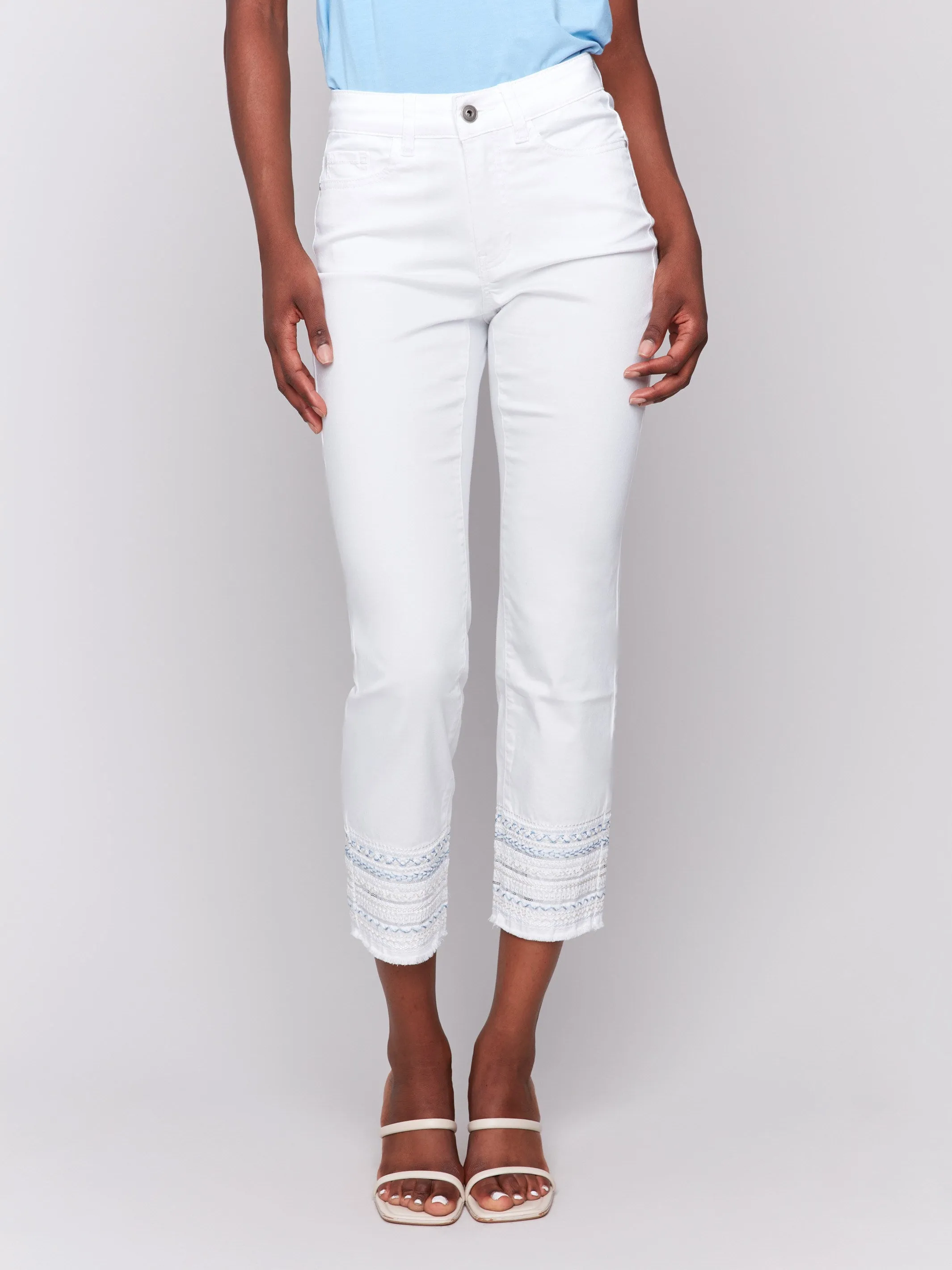 Embroidered Hem Jeans - White sold by Charlie B product image thumbnail 2