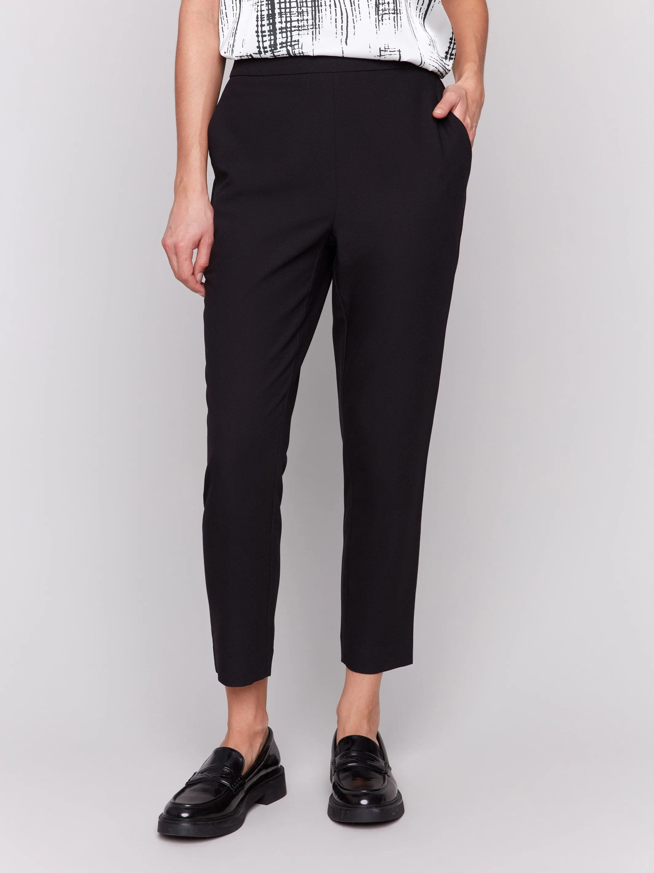 Crepe Pull-On Cropped Pants - Black sold by Charlie B product image thumbnail 2