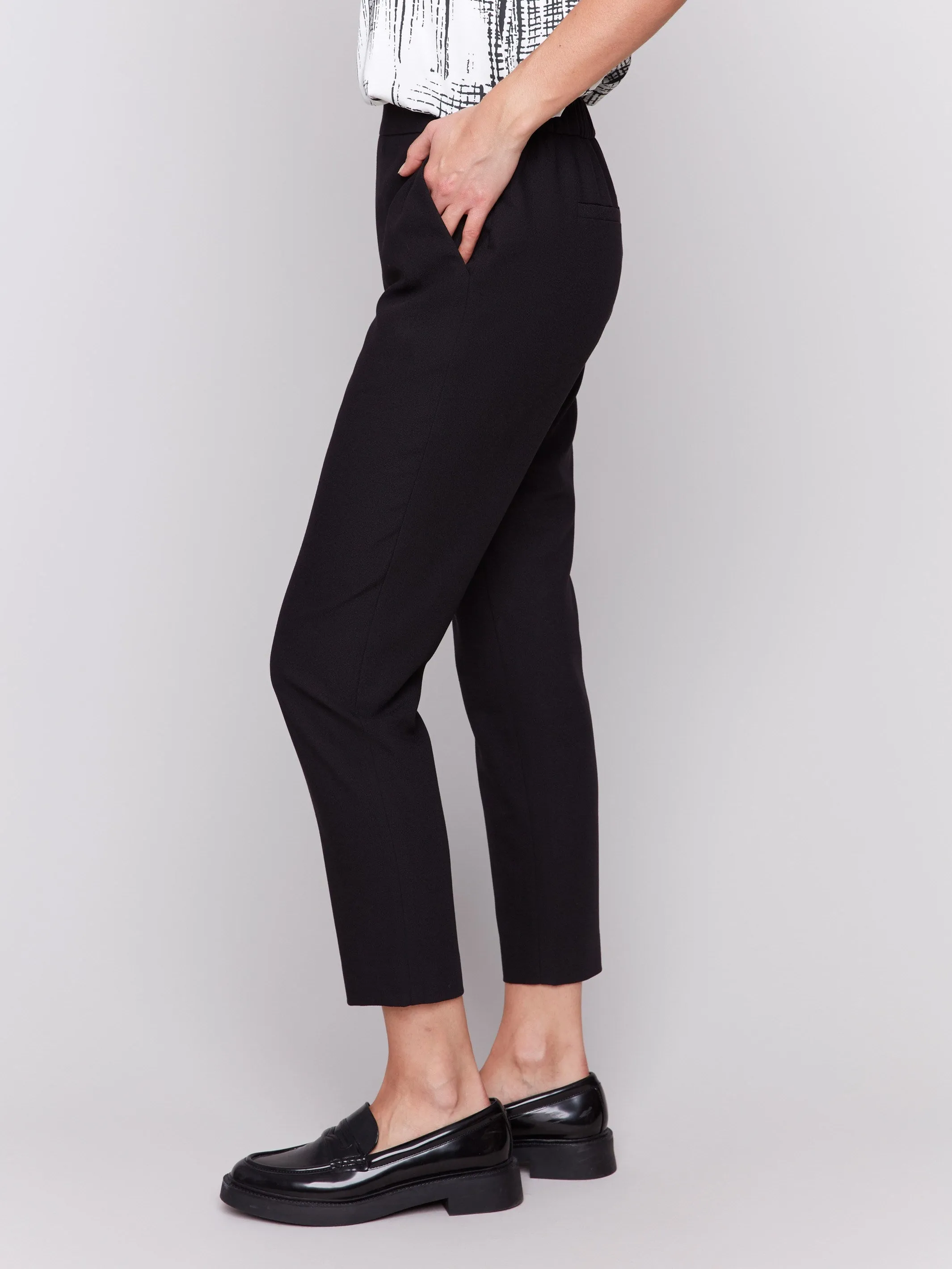Crepe Pull-On Cropped Pants - Black sold by Charlie B product image thumbnail 3