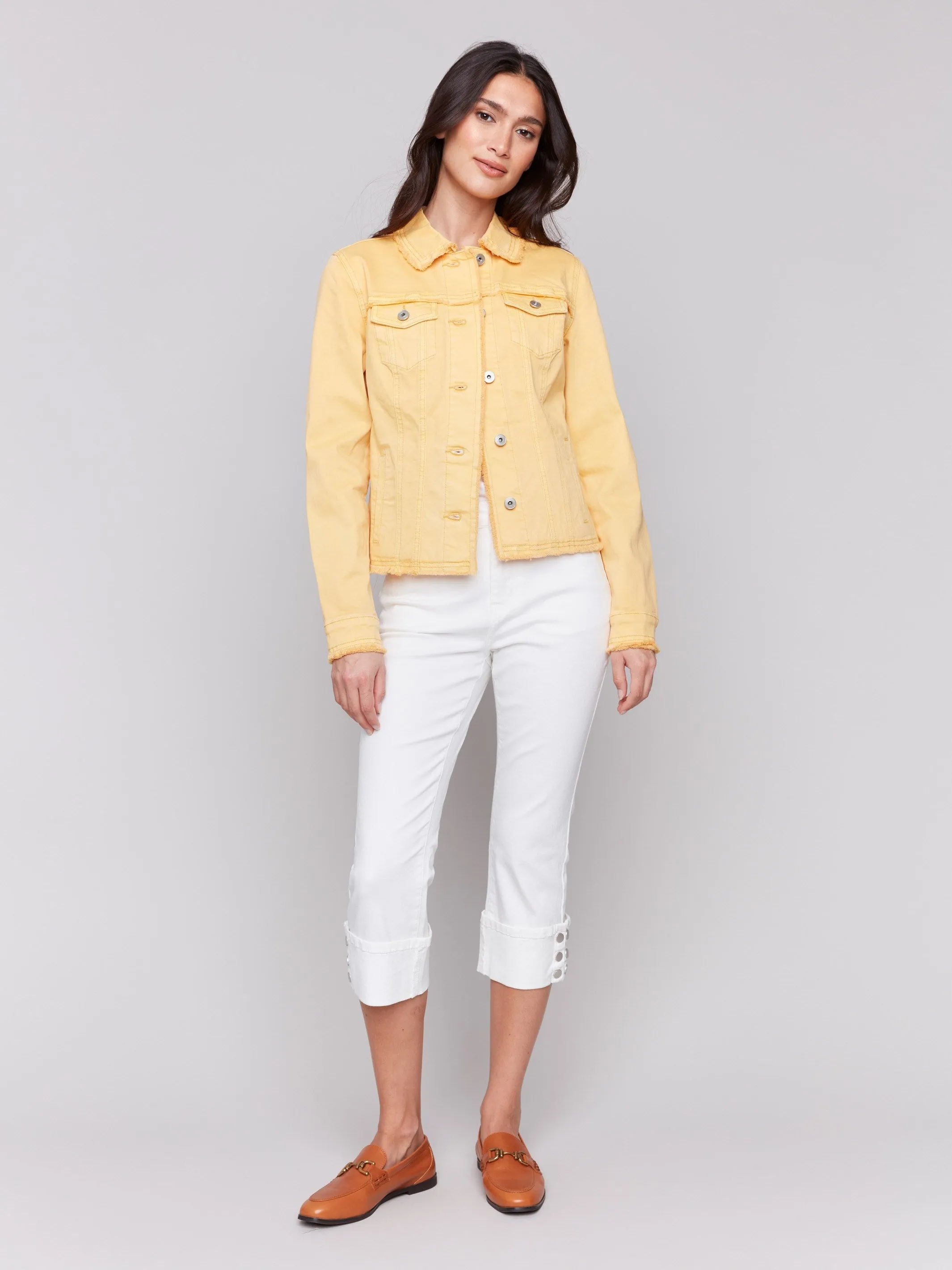 Twill Jean Jacket With Frayed Edges - Lemonade sold by Charlie B product image thumbnail 3