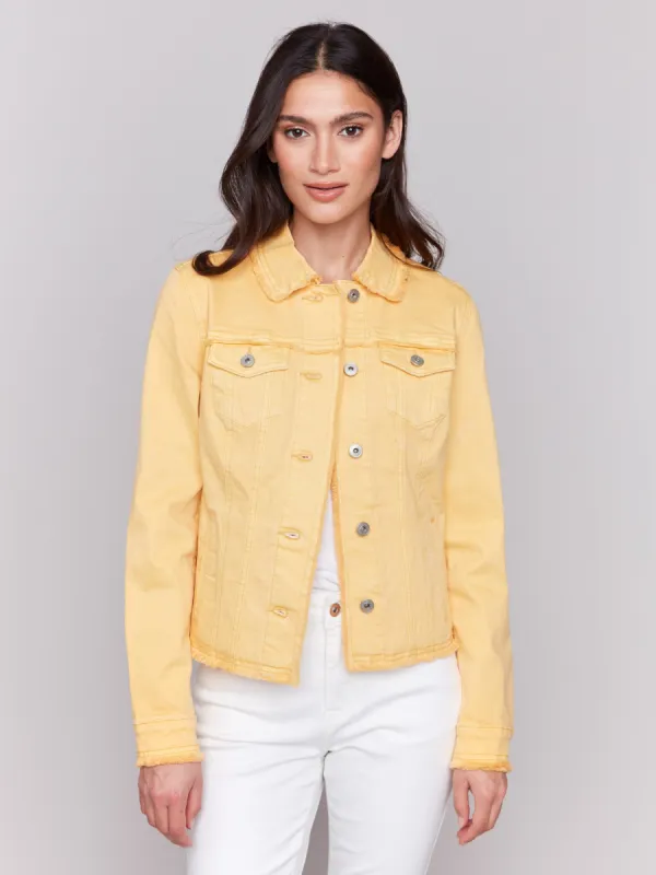Twill Jean Jacket With Frayed Edges - Lemonade sold by Charlie B