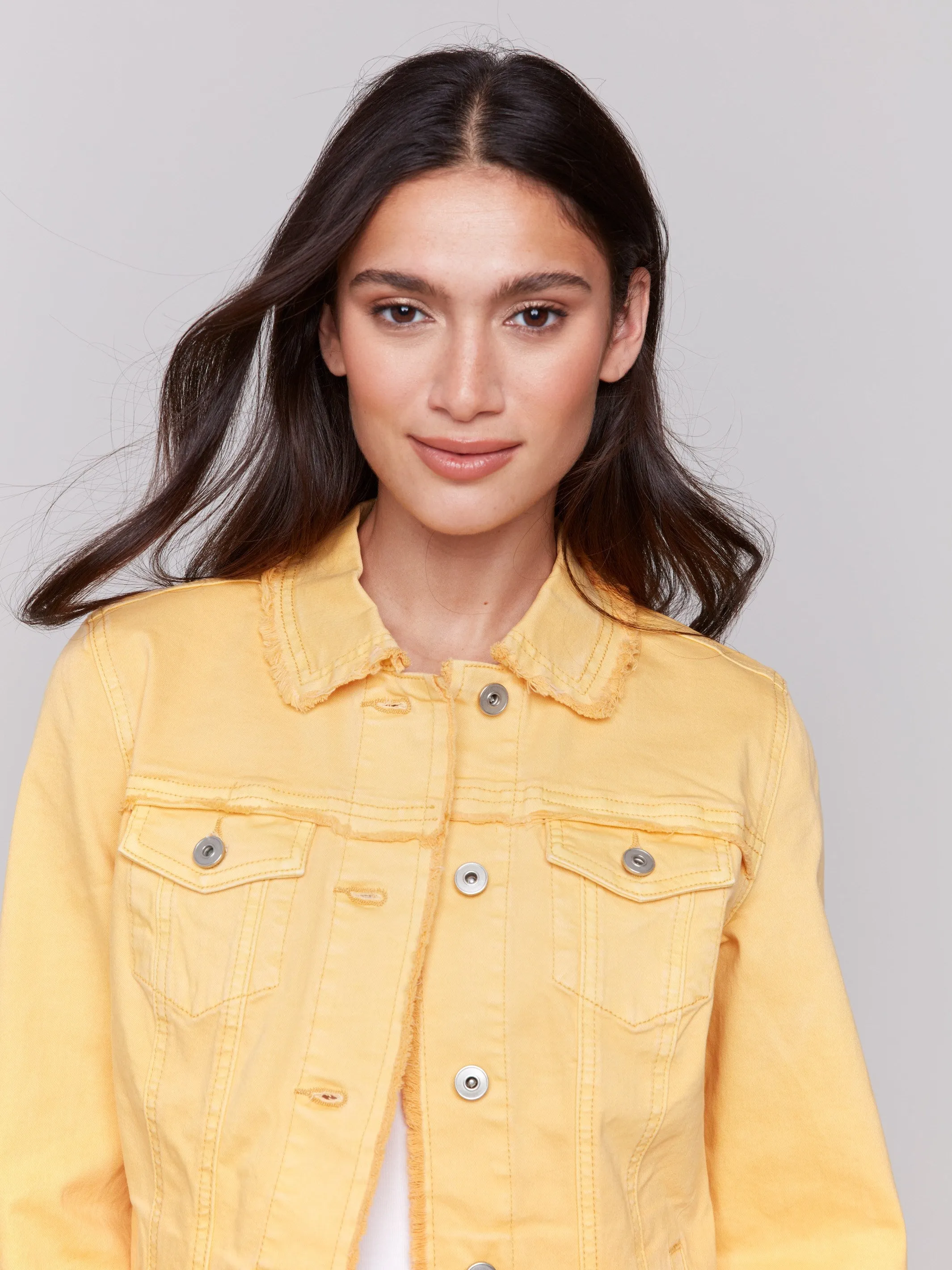 Twill Jean Jacket With Frayed Edges - Lemonade sold by Charlie B product image thumbnail 2