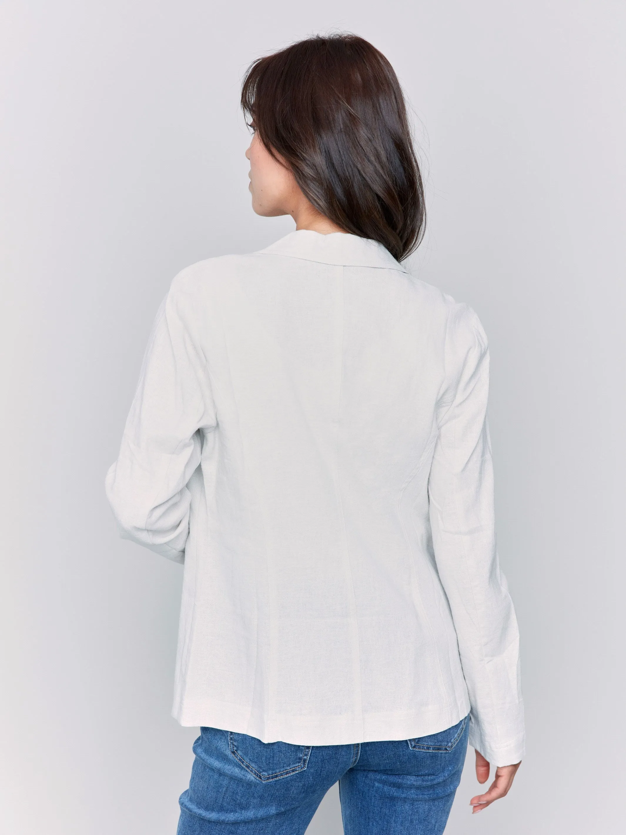 Linen Blend Blazer - Natural sold by Charlie B product image thumbnail 3