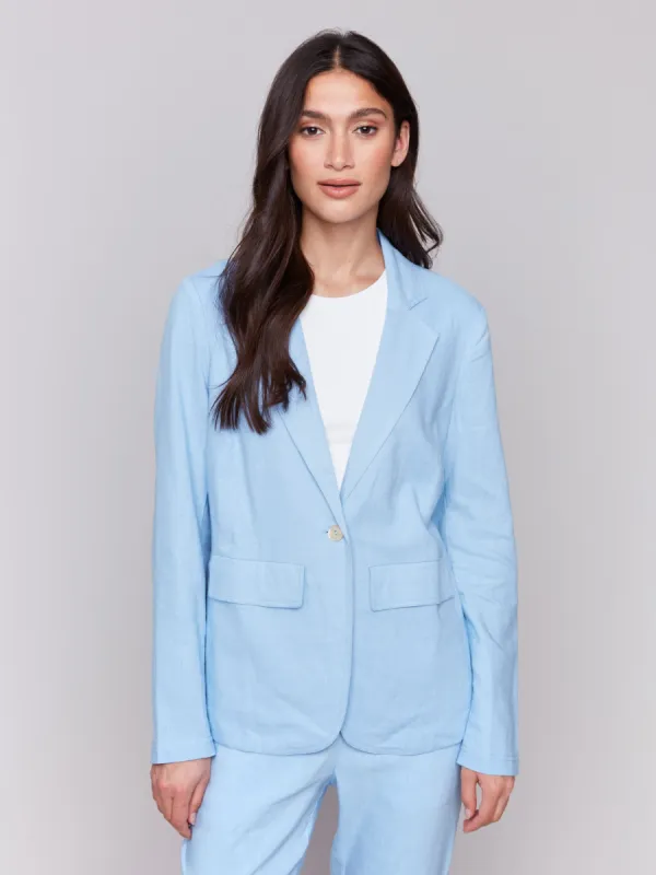 Linen Blend Blazer - Bluebell sold by Charlie B