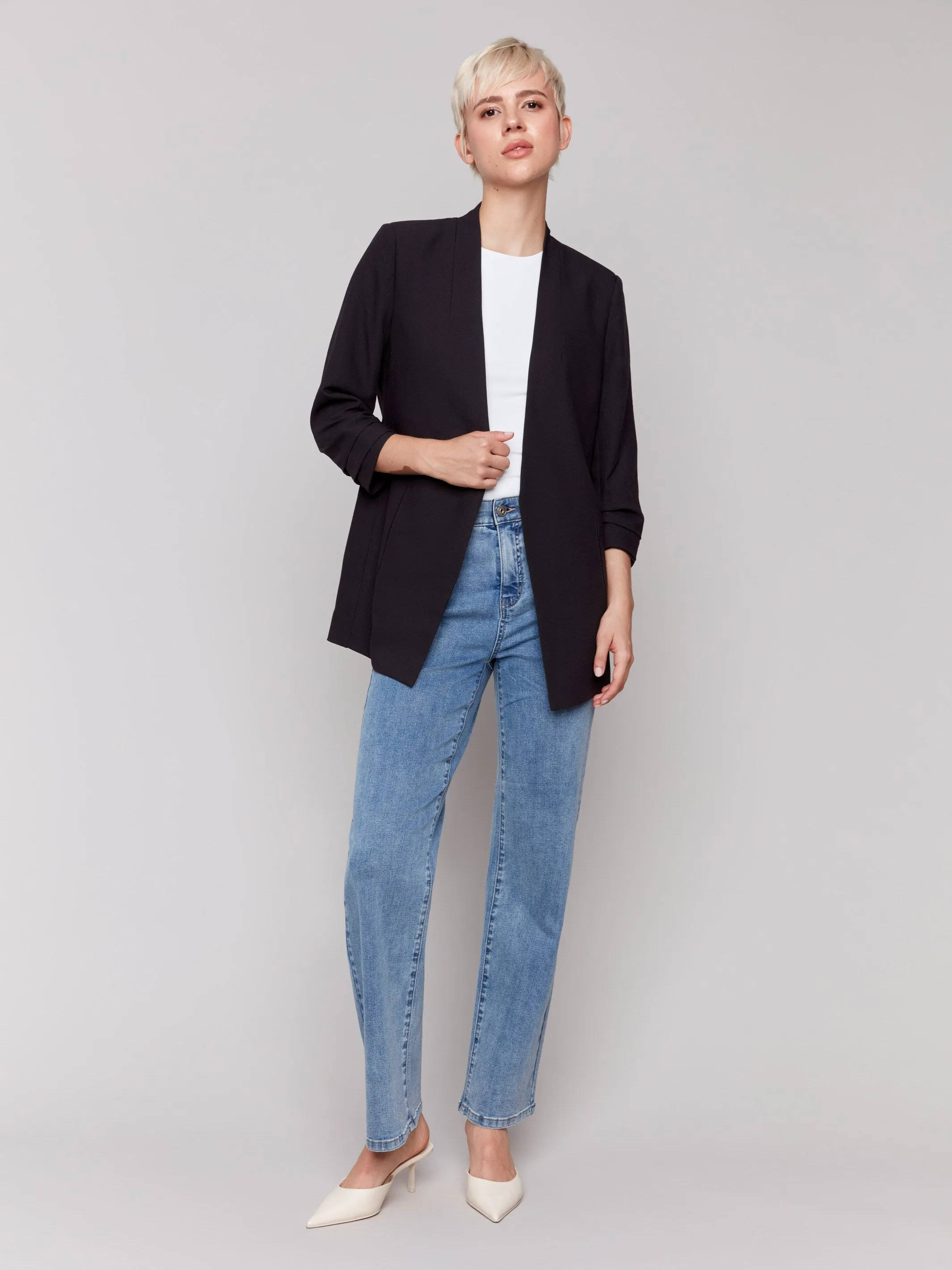 Crepe Open Front Blazer - Black sold by Charlie B product image thumbnail 2