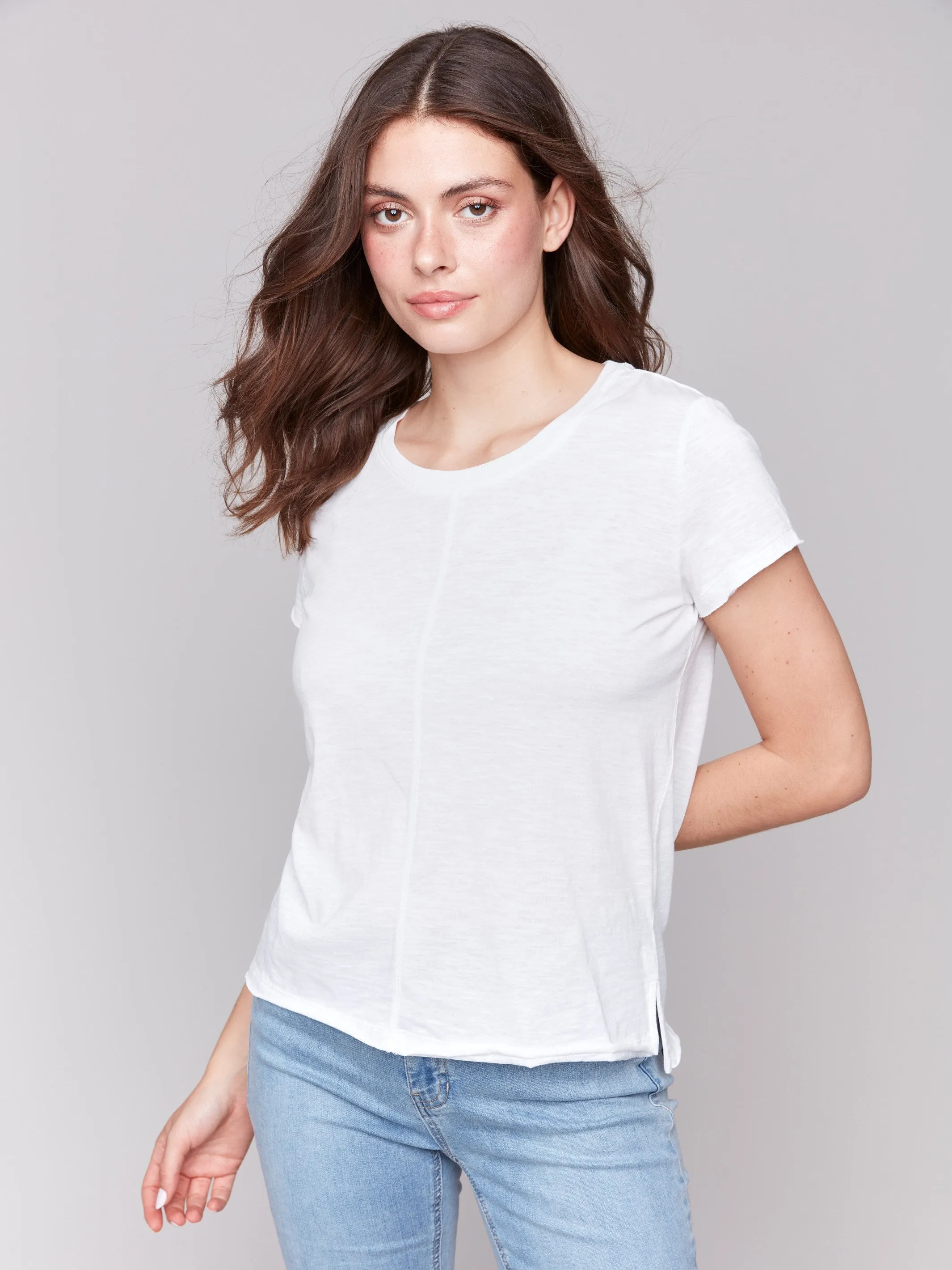 Organic Cotton Slub T-Shirt - White sold by Charlie B product image thumbnail 5