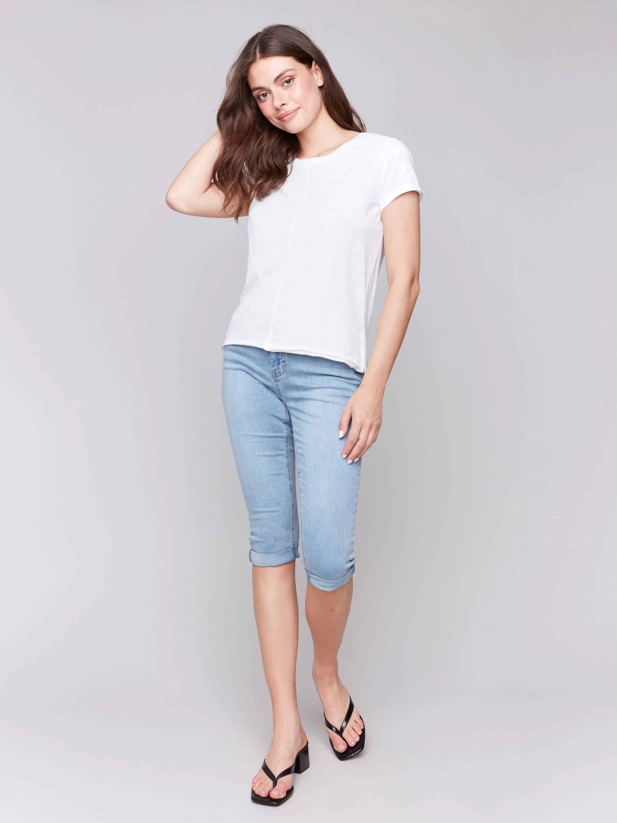 Organic Cotton Slub T-Shirt - White sold by Charlie B product image thumbnail 2