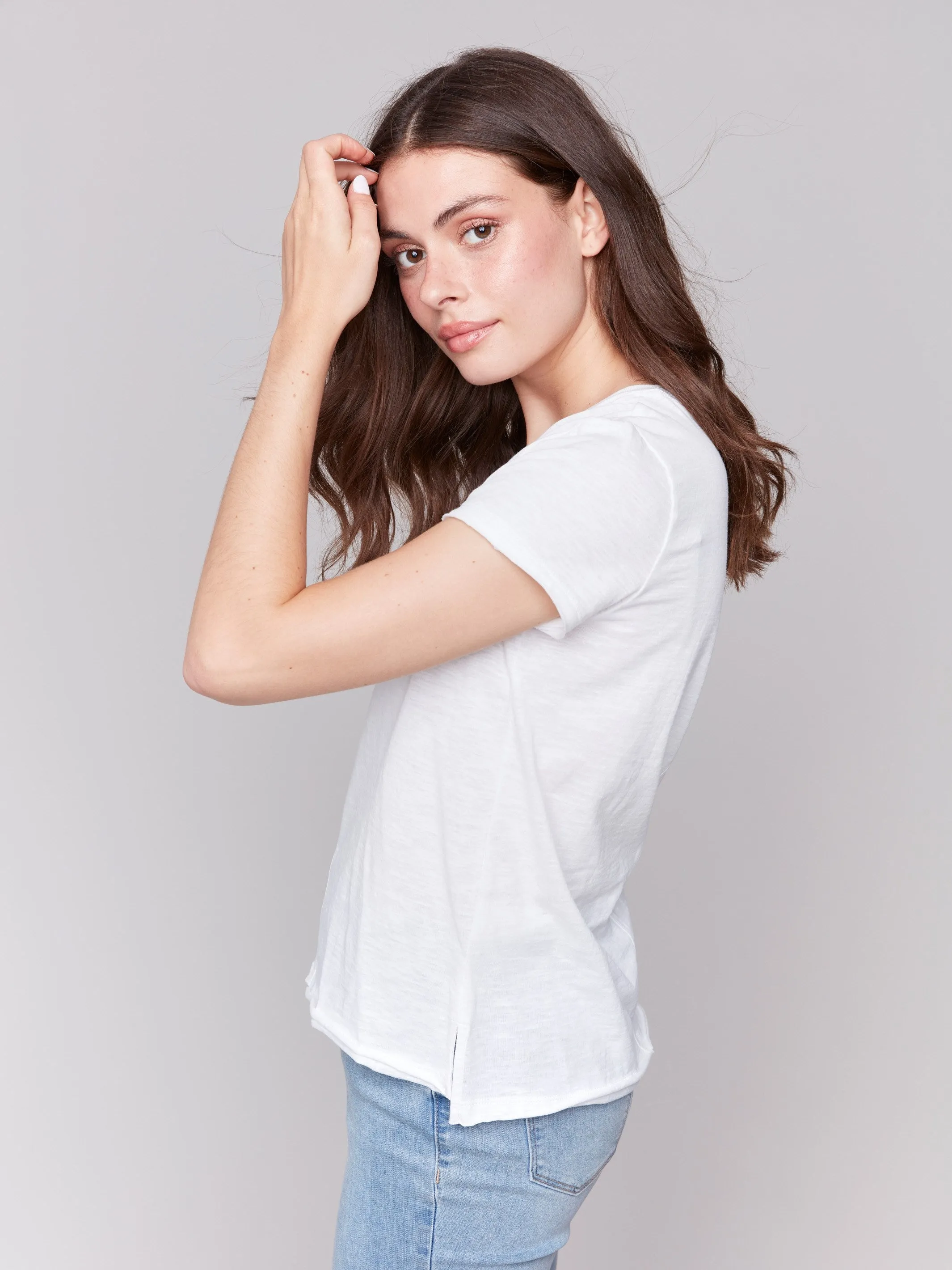 Organic Cotton Slub T-Shirt - White sold by Charlie B product image thumbnail 3