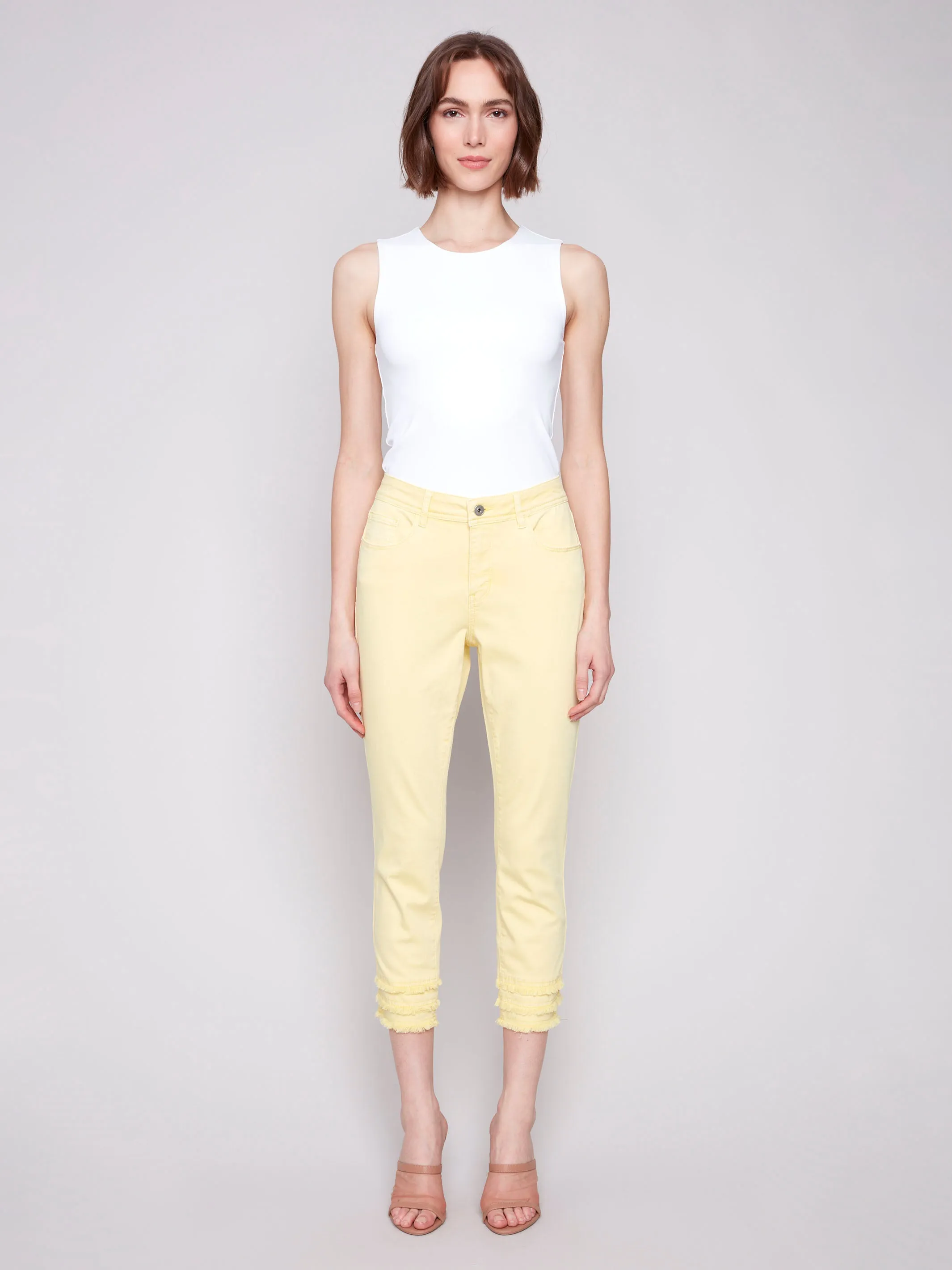 Frayed Hem Cropped Twill Pants - Lemonade sold by Charlie B product image thumbnail 5