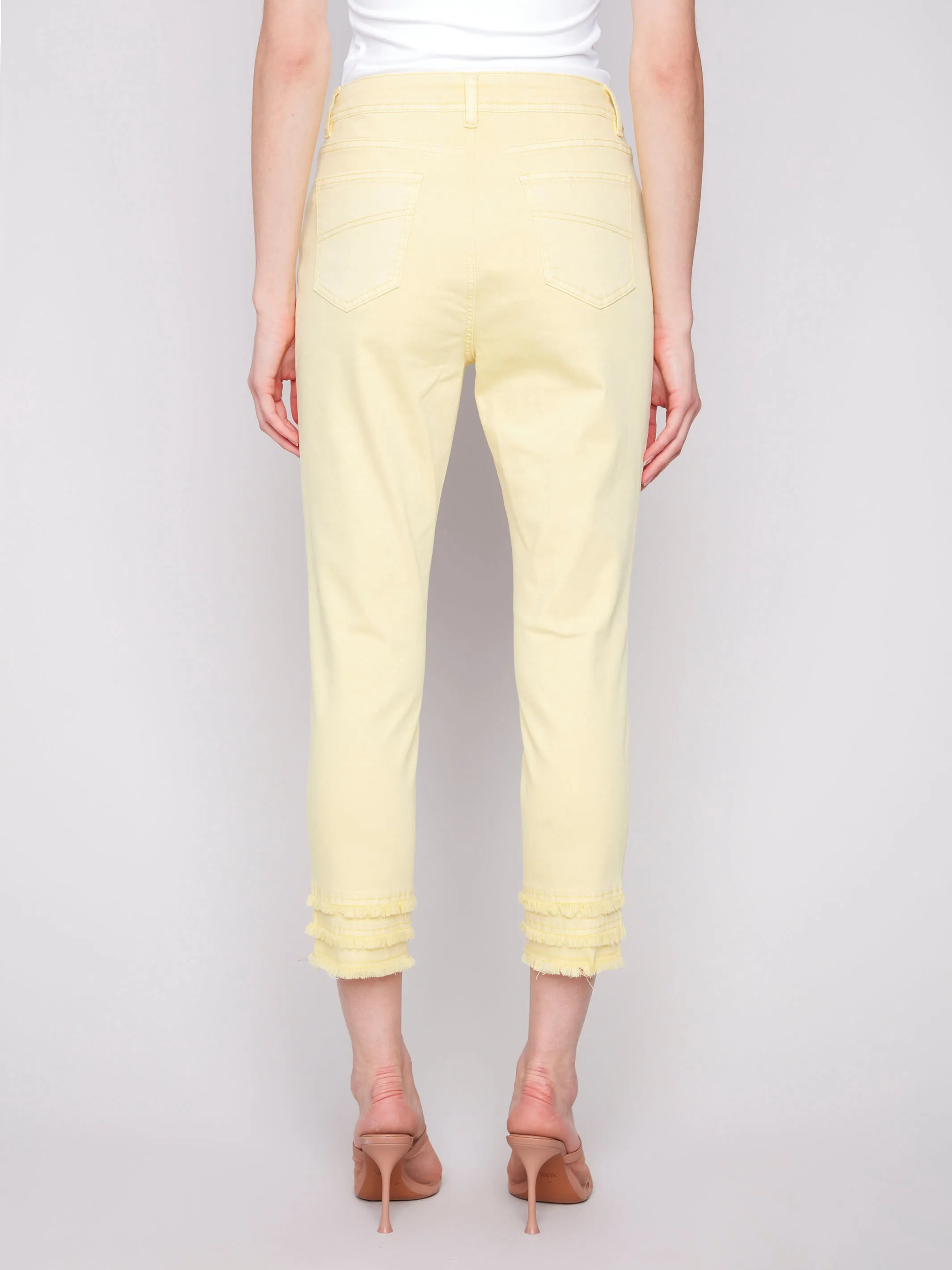Frayed Hem Cropped Twill Pants - Lemonade sold by Charlie B product image thumbnail 3