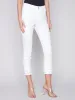 Frayed Hem Cropped Twill Pants - White sold by Charlie B