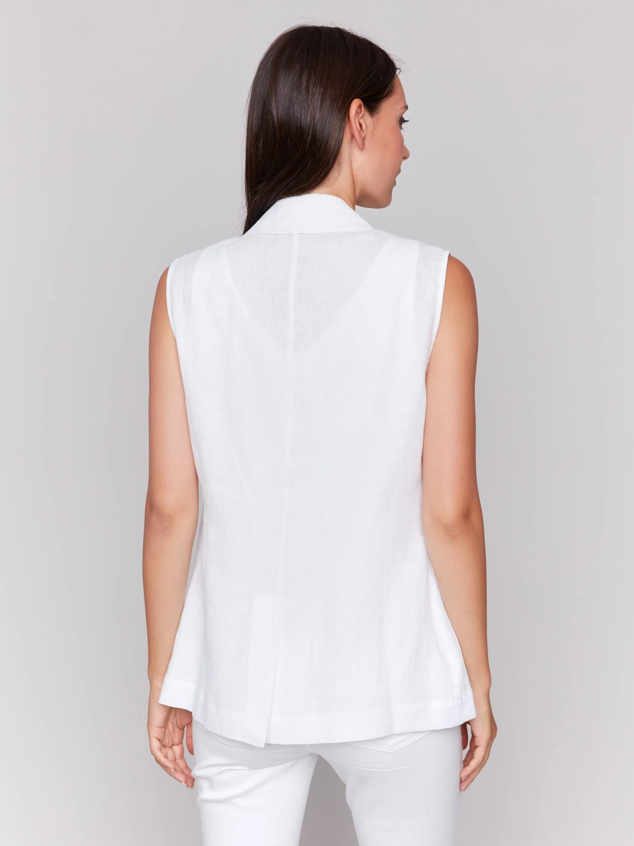 Linen Blend Vest - White sold by Charlie B product image thumbnail 3