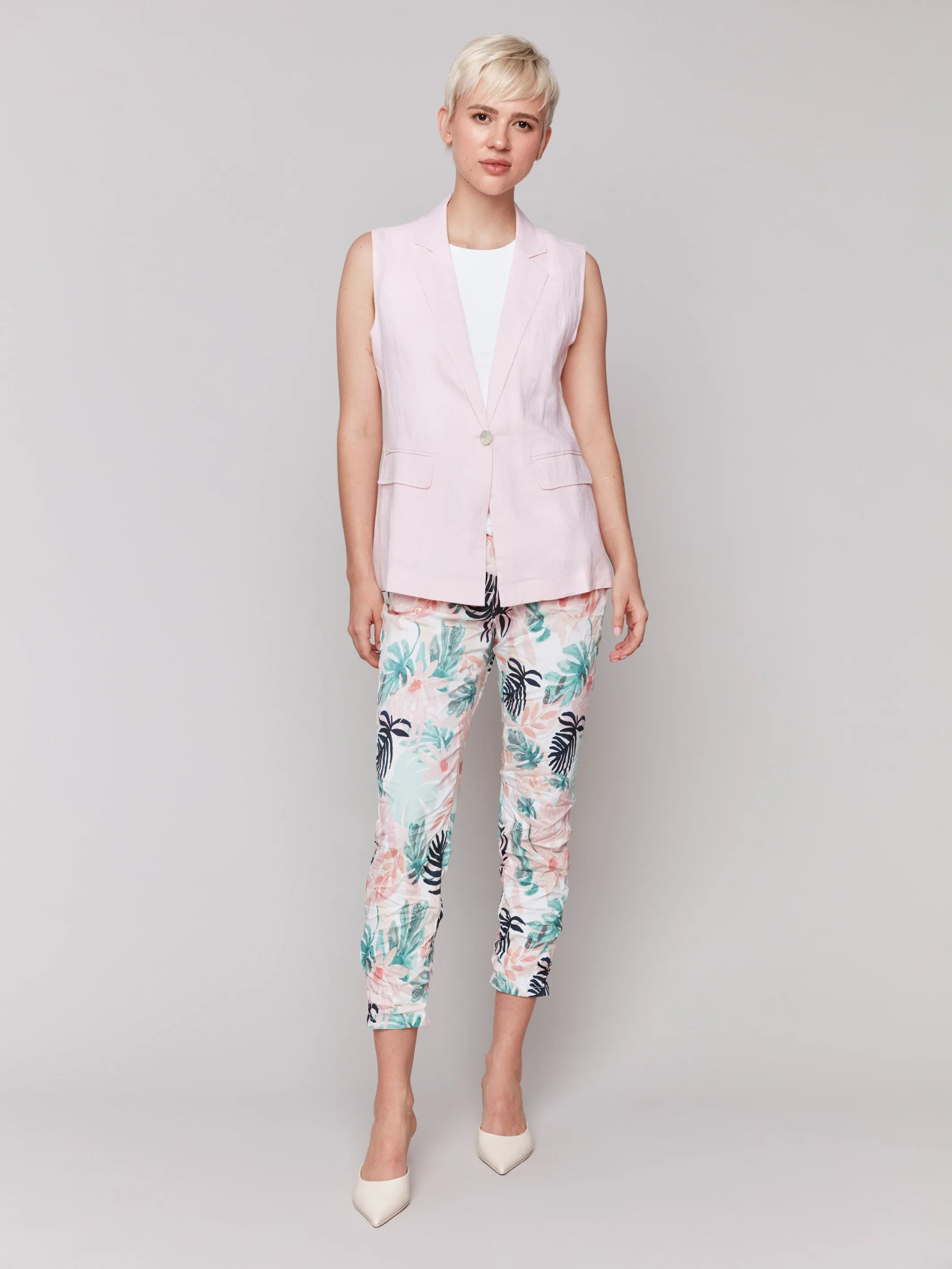 Linen Blend Vest - Petal sold by Charlie B product image thumbnail 2