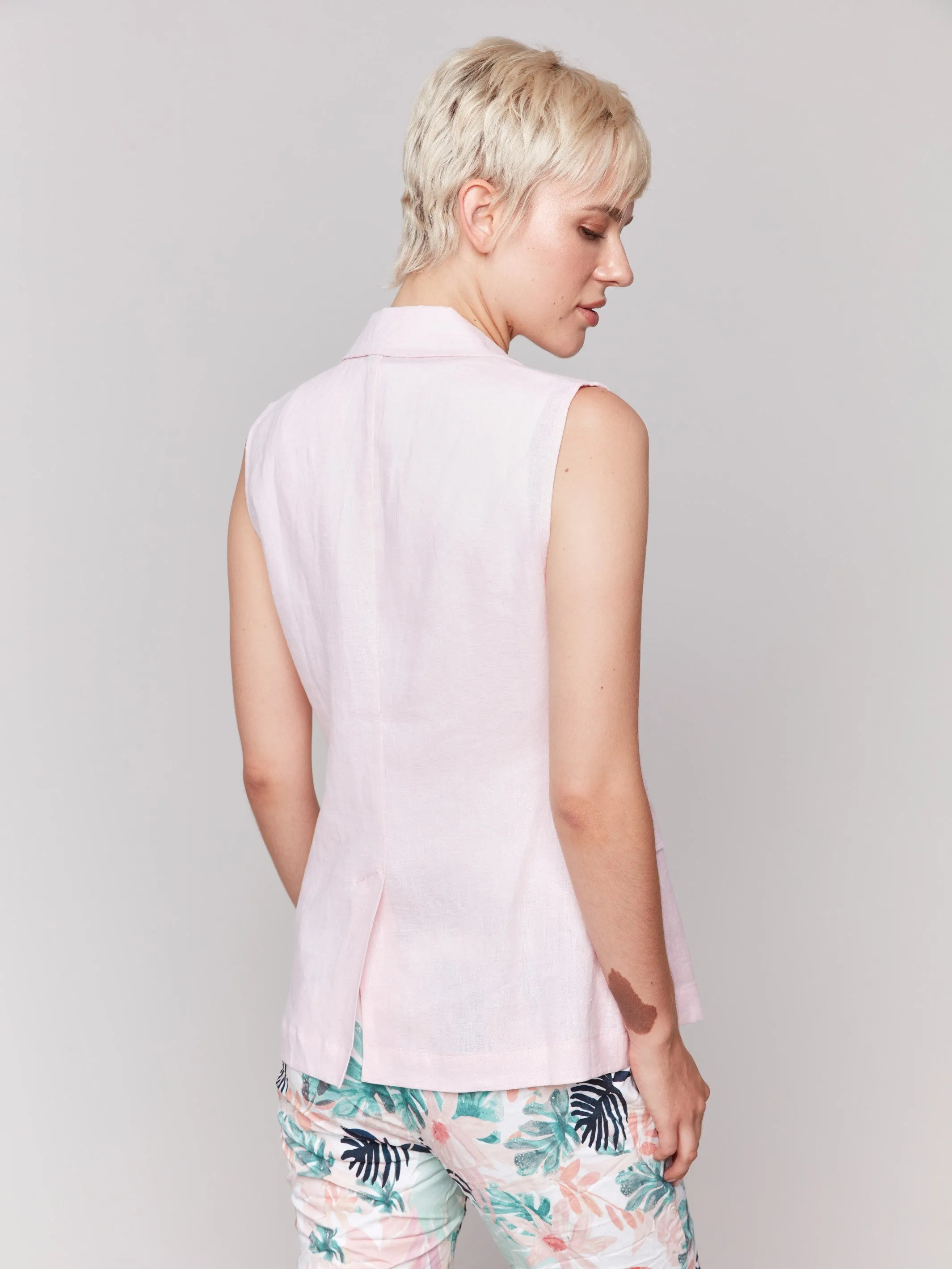Linen Blend Vest - Petal sold by Charlie B product image thumbnail 3
