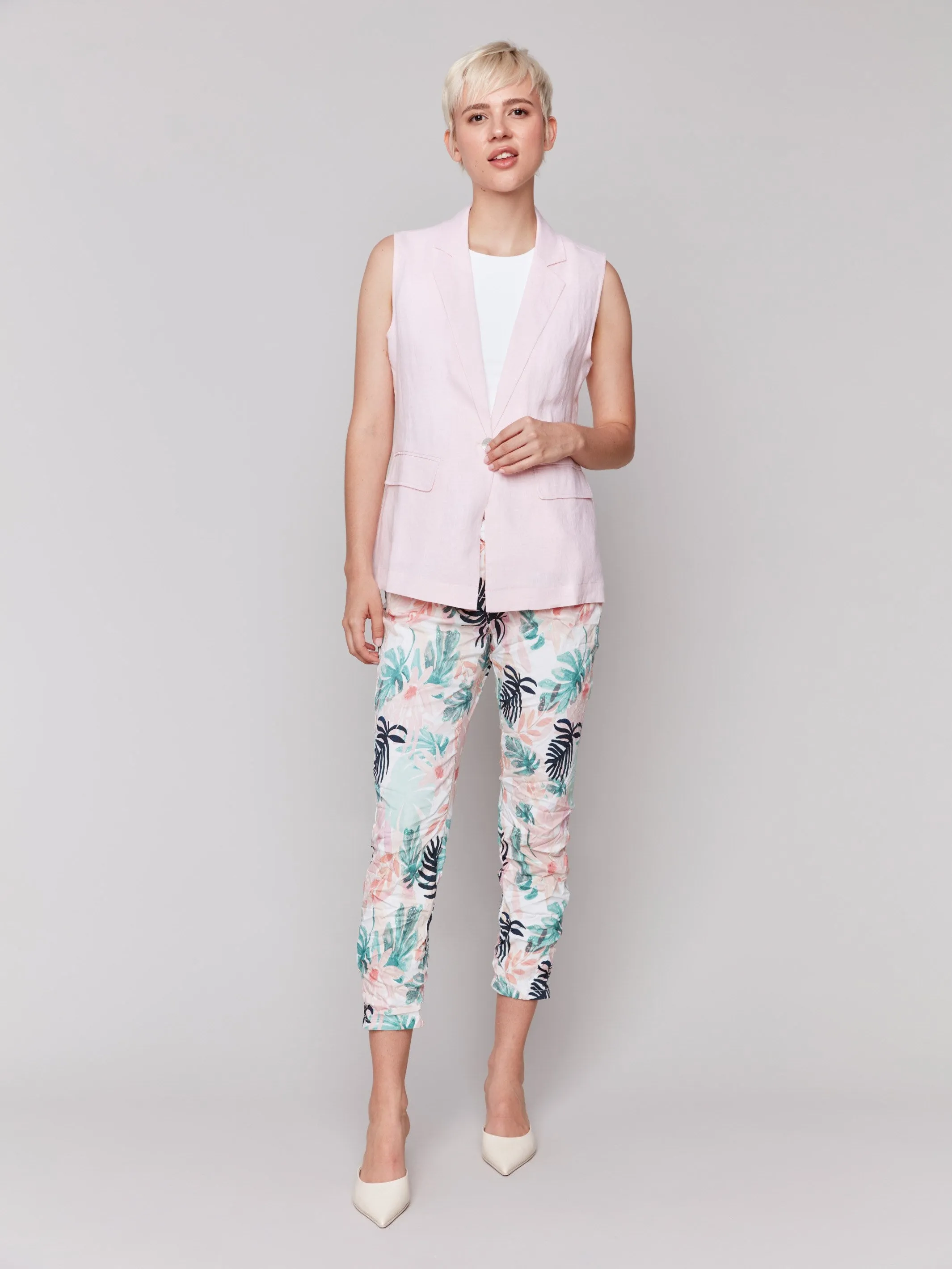 Linen Blend Vest - Petal sold by Charlie B product image thumbnail 4