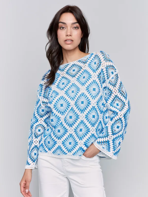 Cotton Blend Crochet Top - Coastal sold by Charlie B