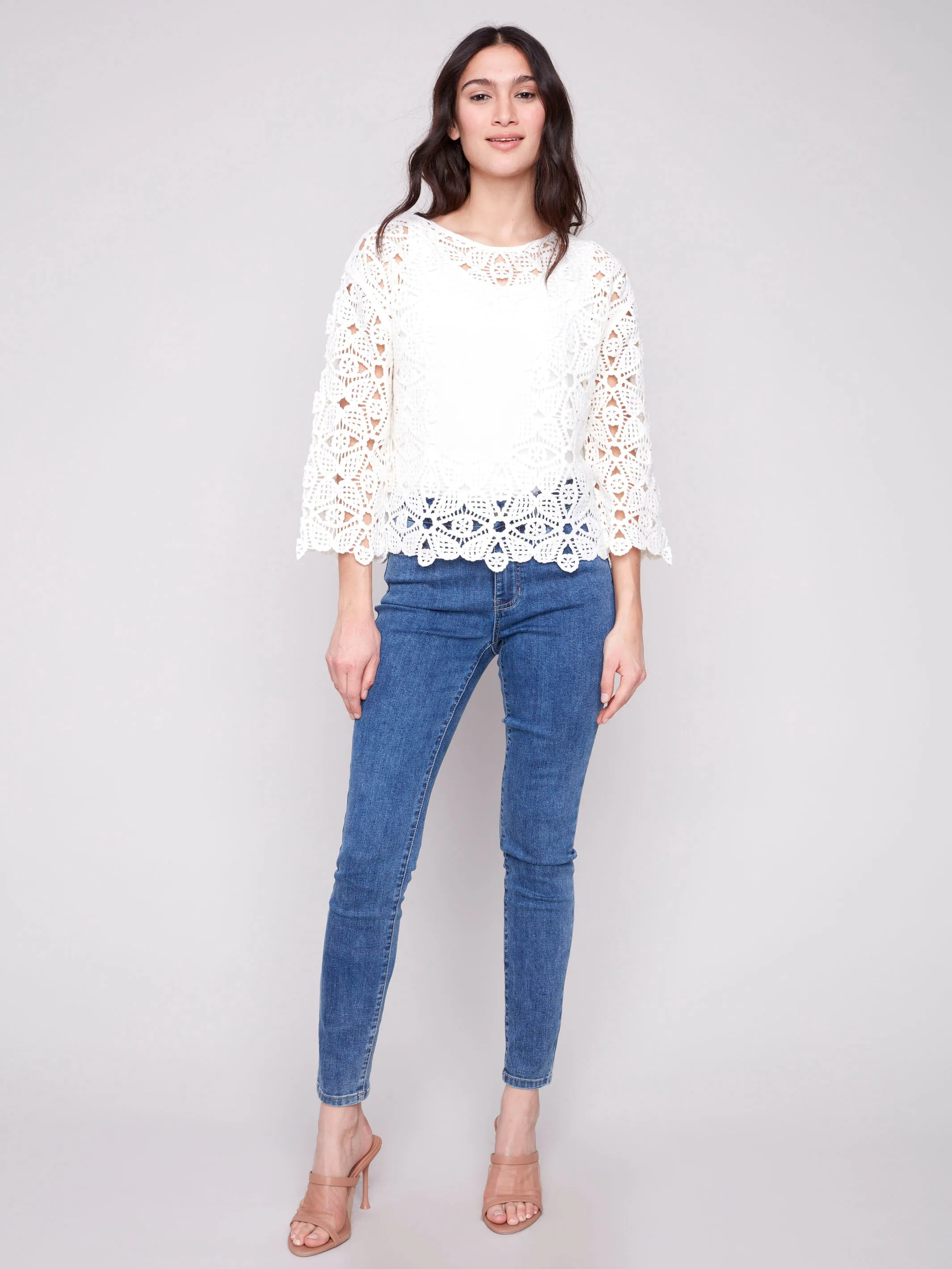 Cotton Blend Crochet Top - Natural sold by Charlie B product image thumbnail 3