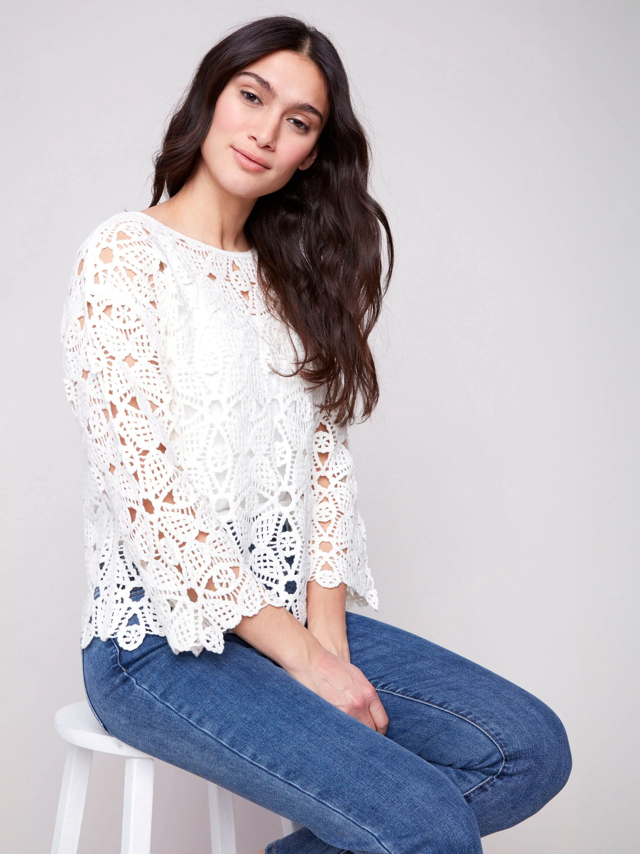 Cotton Blend Crochet Top - Natural sold by Charlie B product image thumbnail 2
