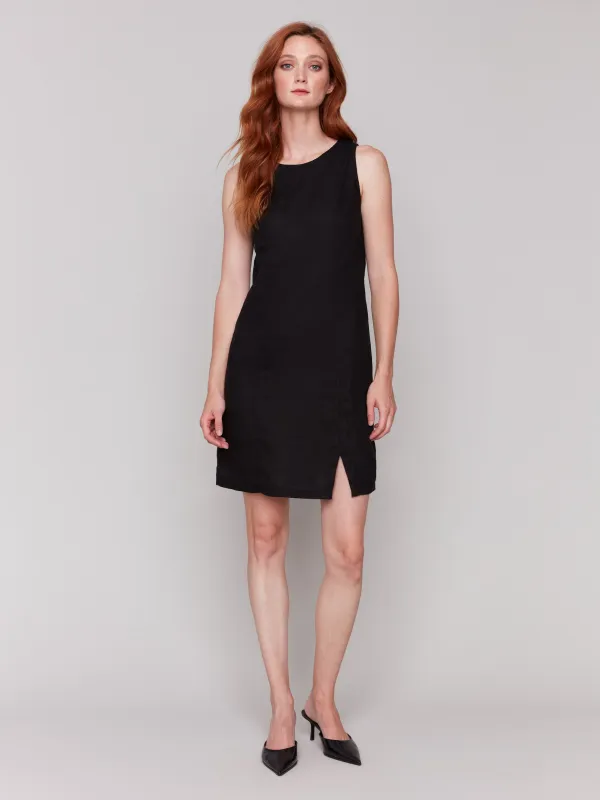 Sleeveless Linen Blend Dress - Black sold by Charlie B