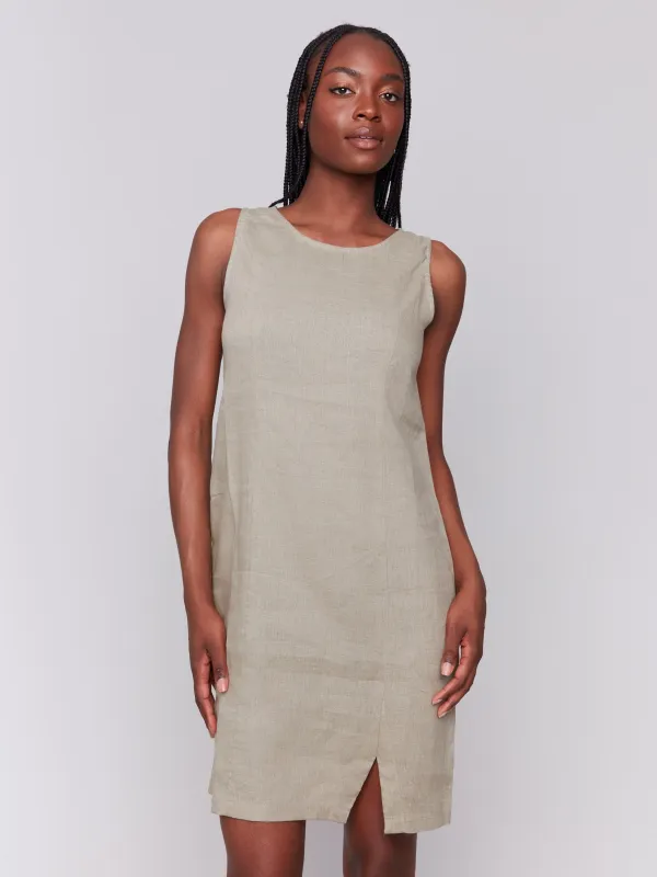 Sleeveless Linen Blend Dress - Celadon sold by Charlie B
